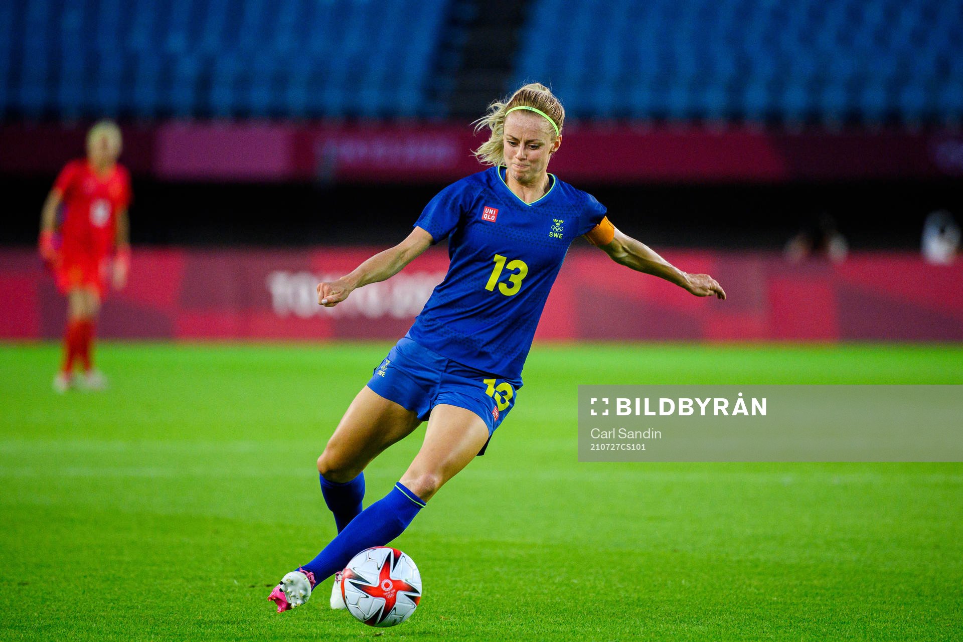 Amanda Ilestedt of Sweden in the women’s football match between New Zealand and Sweden during day 4 of the Tokyo 2020 Olympic Games on July 27, 2021 in Rifu.
