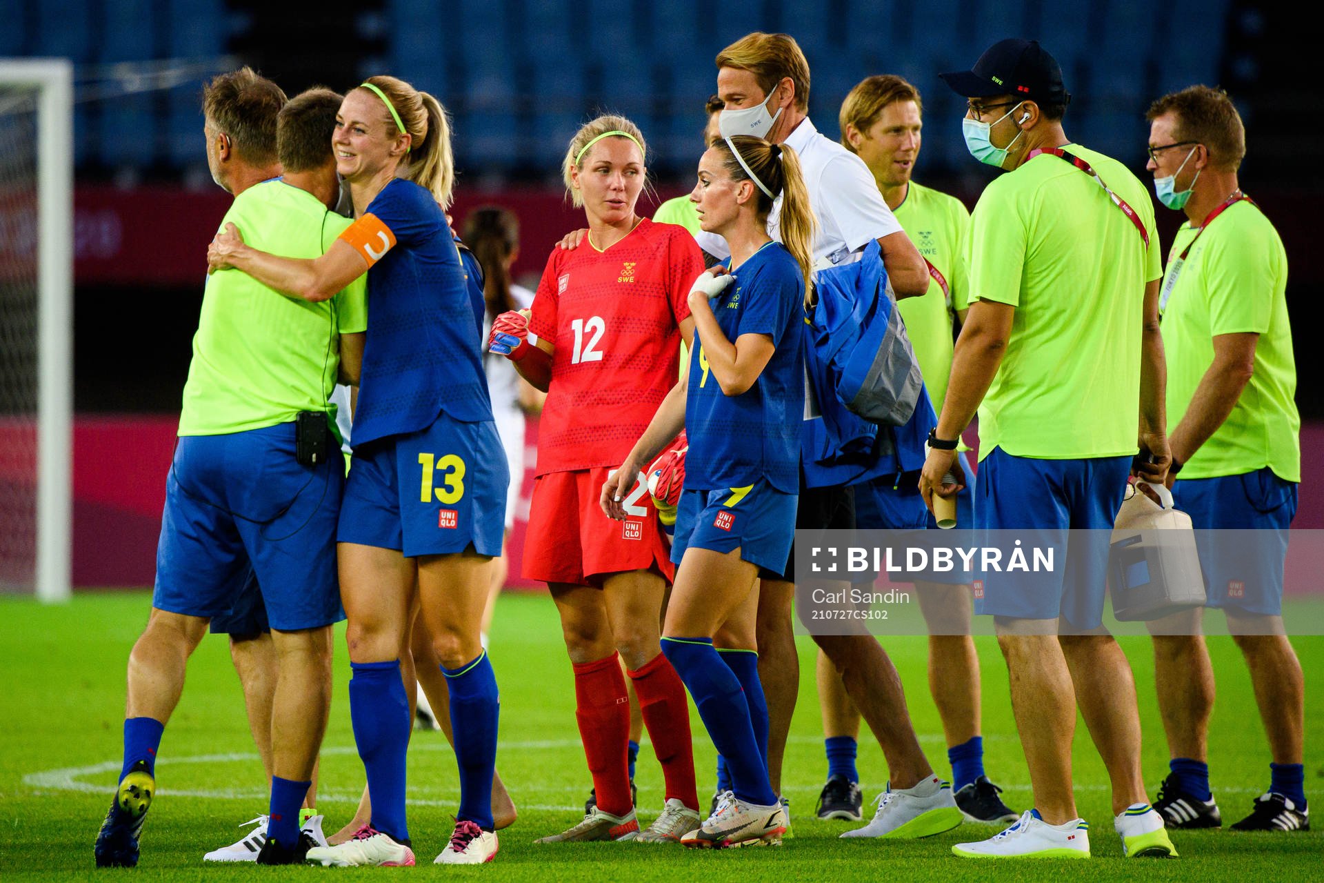 Goalkeeper Jennifer Falk of Sweden celebrates