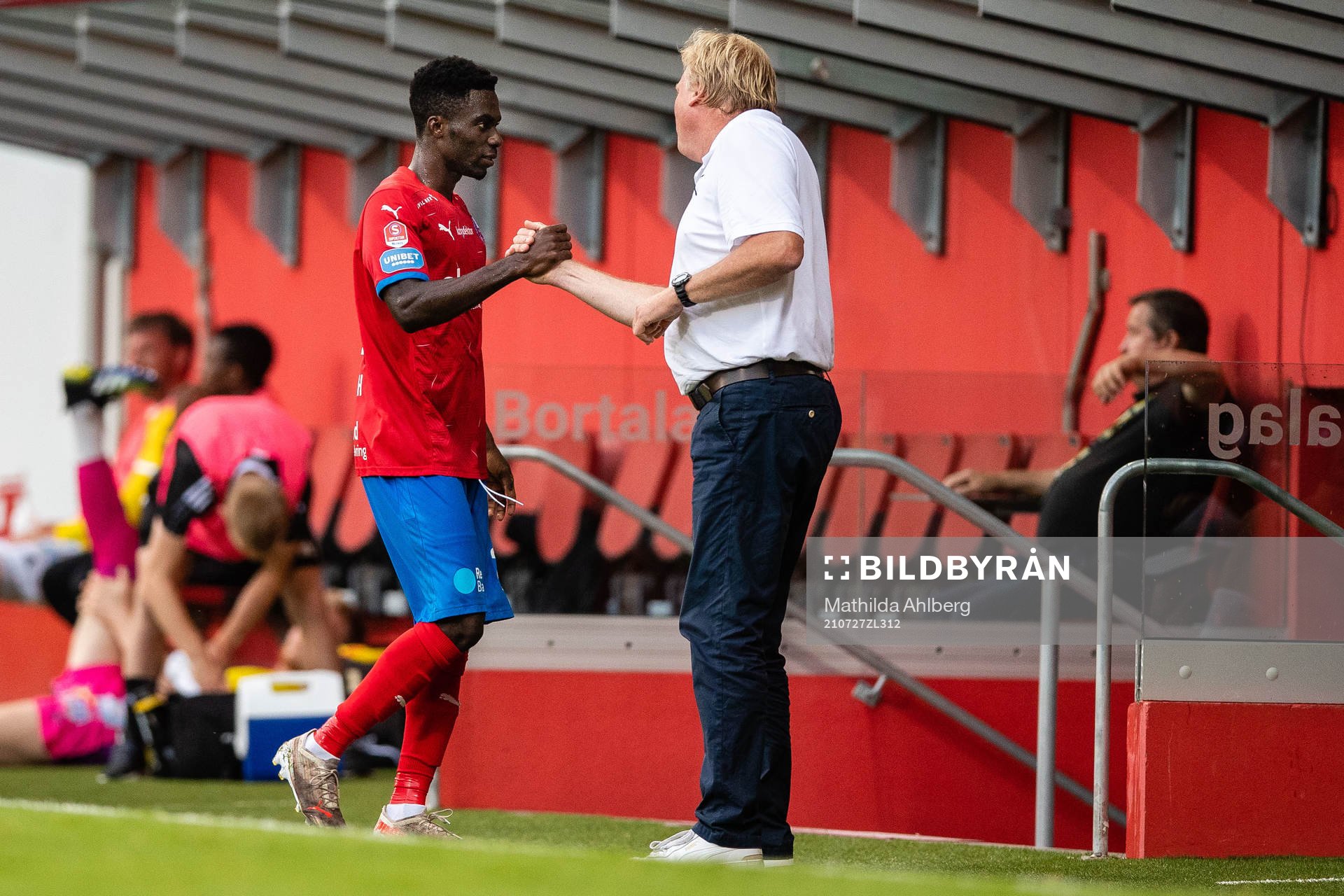 Helsingborgs Benjamin Acquah och tränare Jörgen