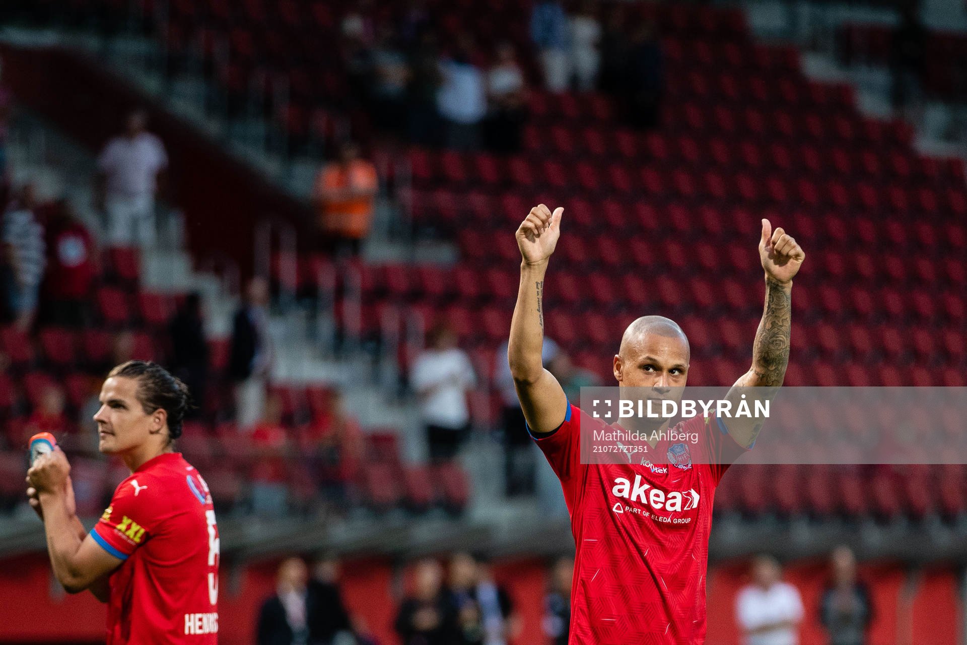 Helsingborgs Anthony van den Hurk jublar efter fotbollsmatchen i Superettan mellan Helsingborg och Falkenberg den 27 juli 2021 i Helsingborg.