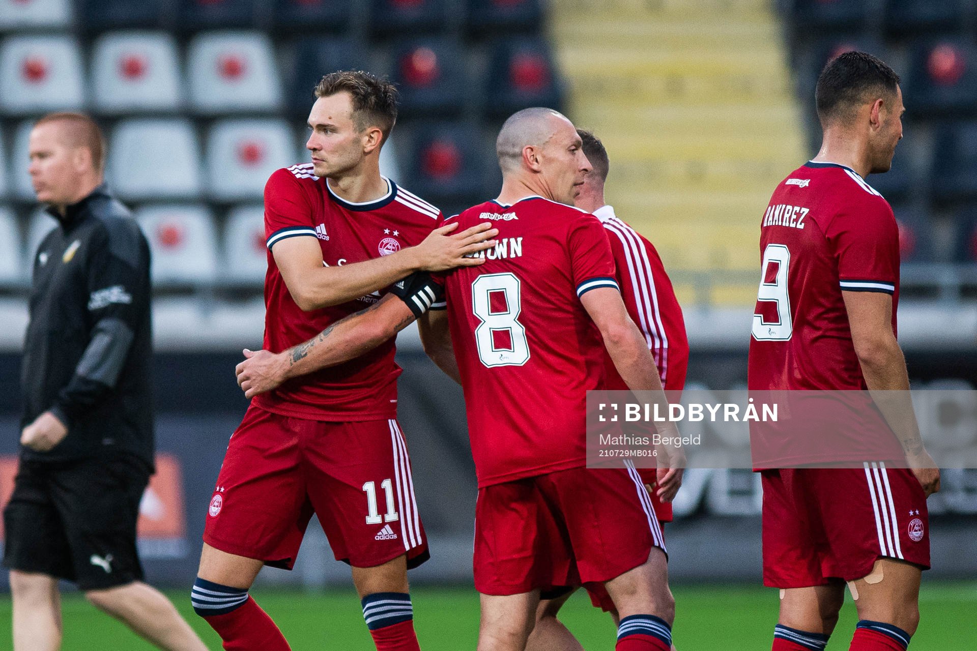 Ryan Hedges and Scott Brown of Aberdeen celebrate