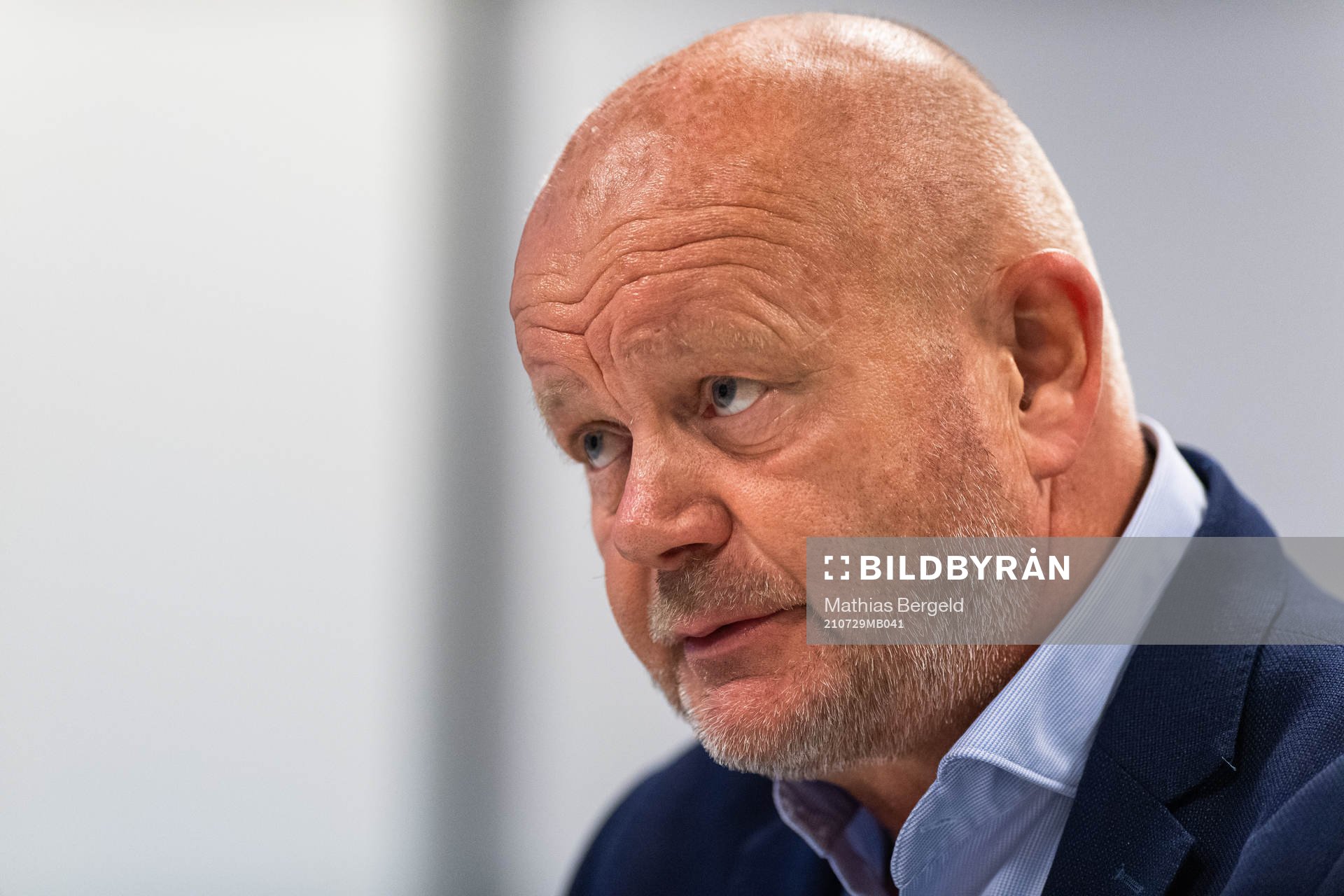 Per-Mathias Högmo, head coach of Häcken, during the press conference after the UEFA Conference League qualifying match between Häcken and Aberdeen on July 29, 2021 in Göteborg.