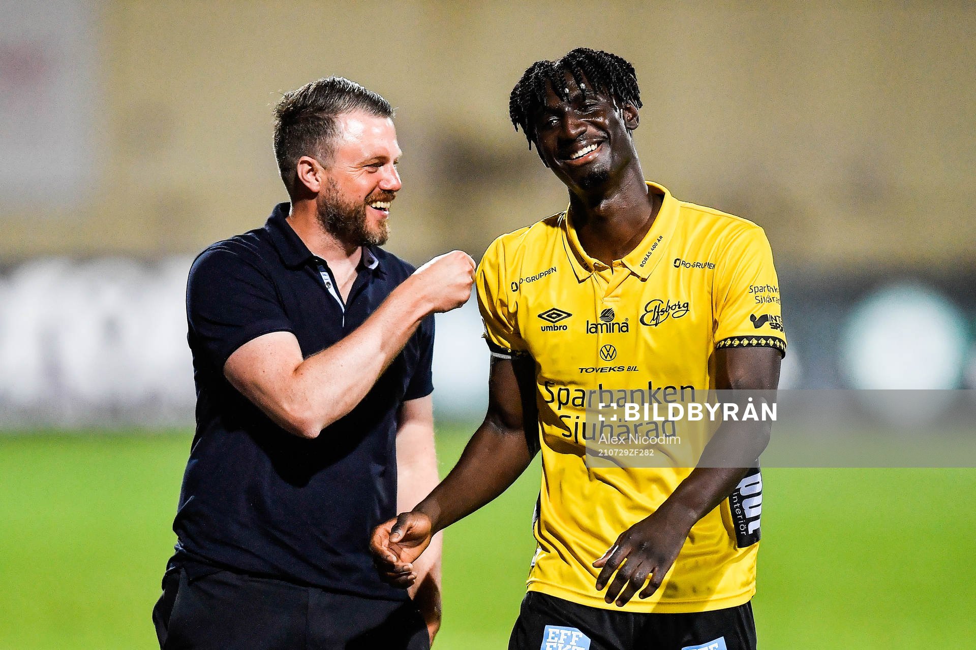 Jimmy Thelin, head coach, and Marokhy Ndione of Elfsborg