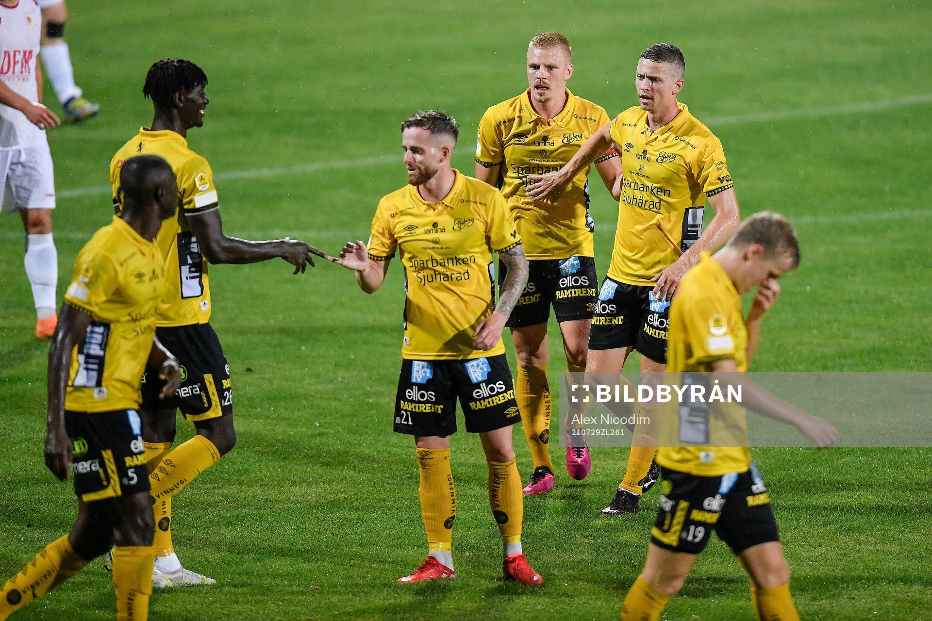 Marokhy Ndione of Elfsborg celebrates with teammates during the UEFA Conference League qualifying match between Milsami Orhei and Elfsborg on July 29, 2021 in Orhei.