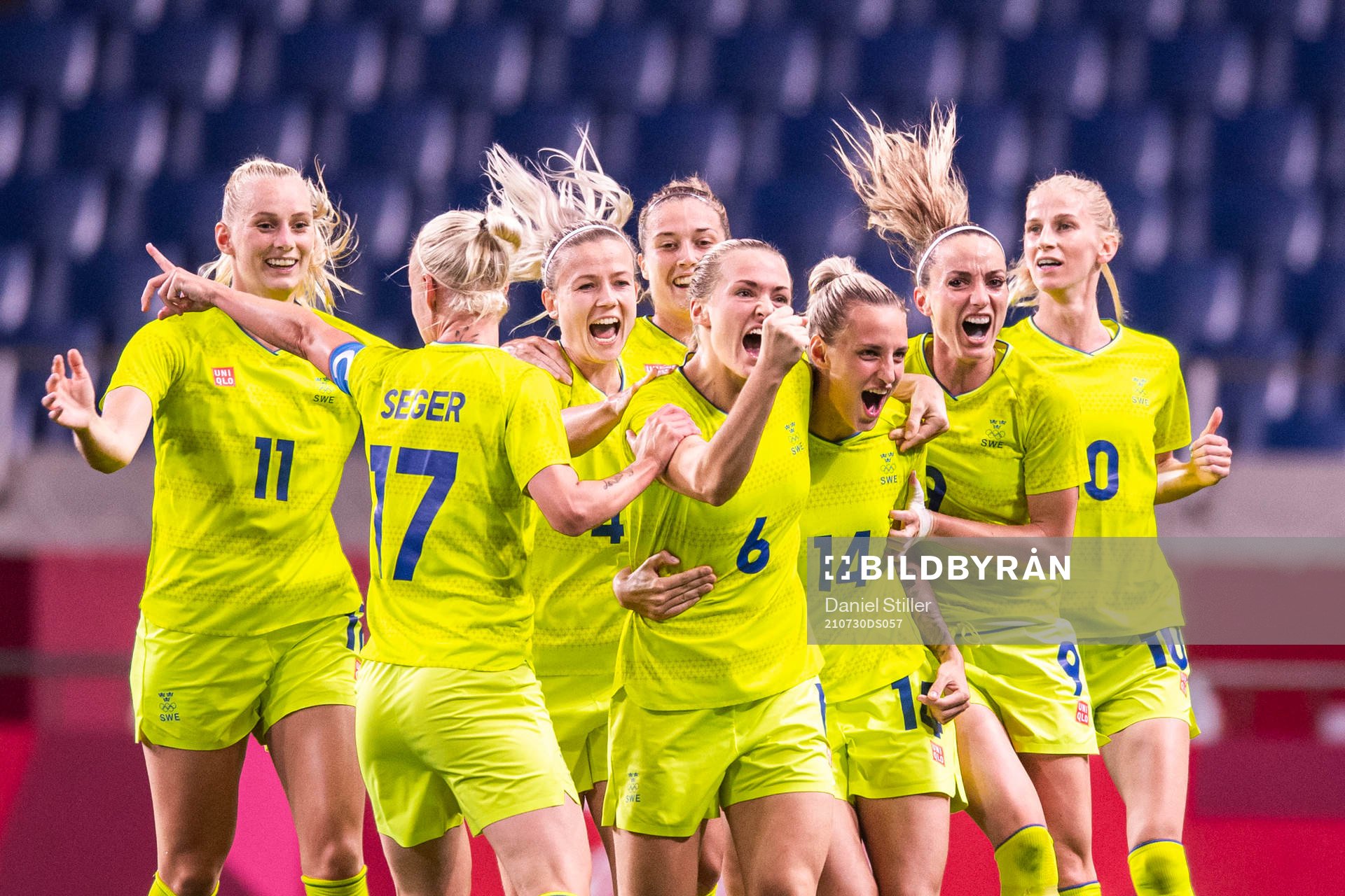 Magdalena Eriksson of Sweden celebrate with teammates