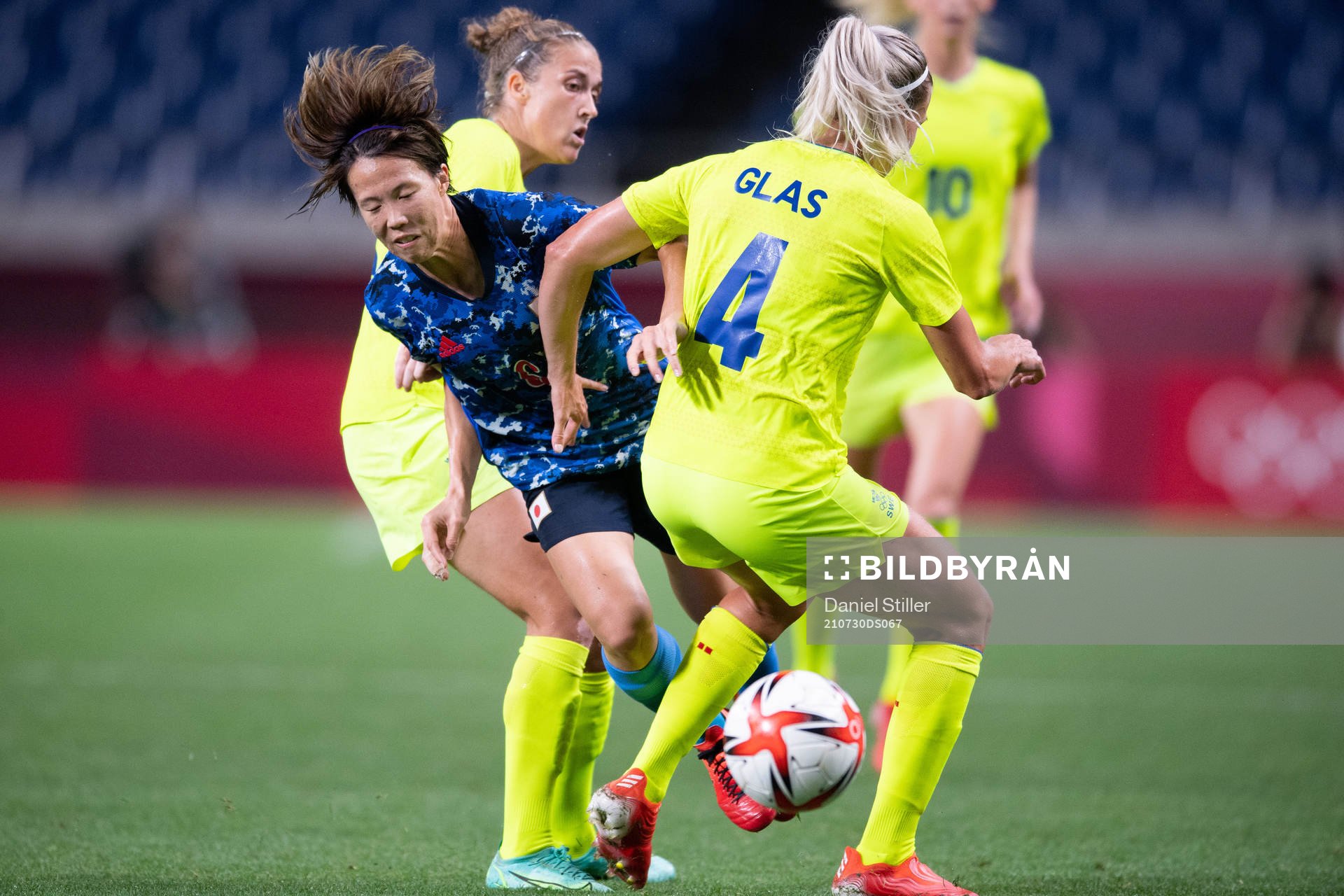 Hina Sugita of Japan and Filippa Angeldahl and Hanna Glas