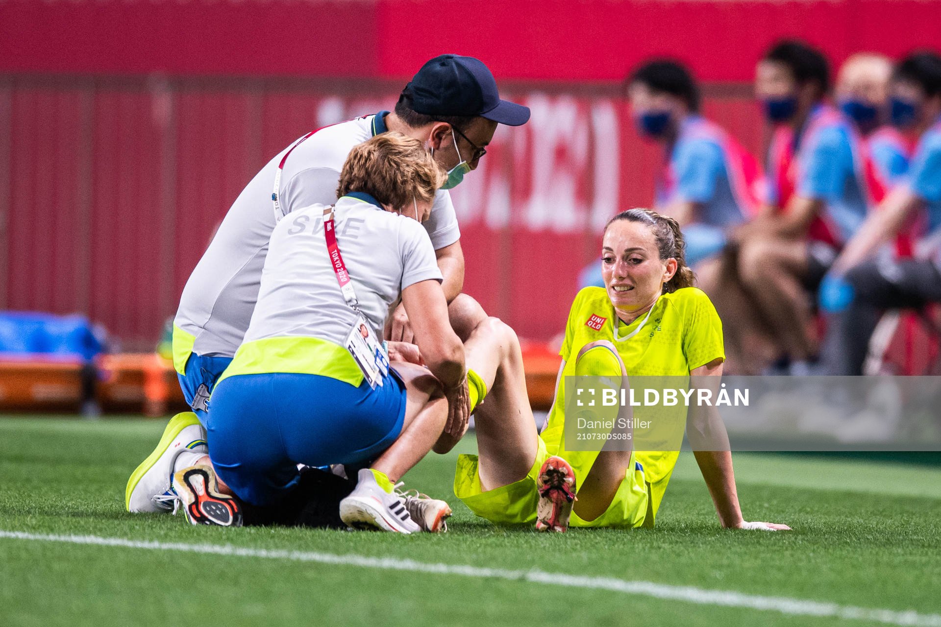 Kosovare Asllani of Sweden in pain in the women's football