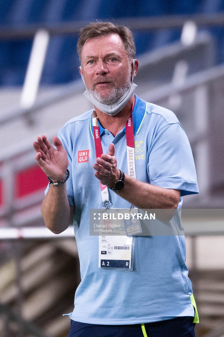 Peter Gerhardsson, head coach of Sweden, in the women's