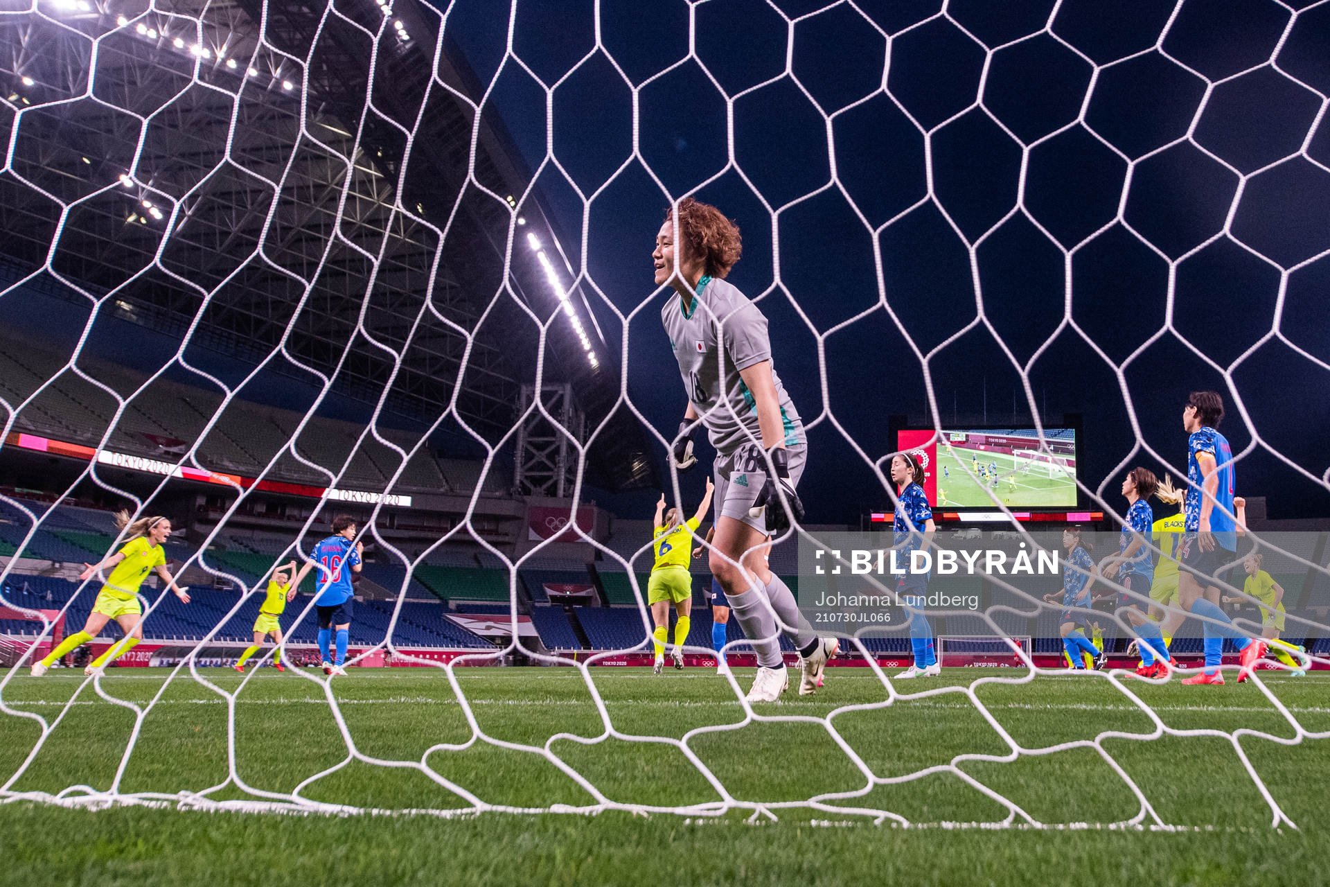 Magdalena Eriksson of Sweden scores the 1-0 goal and