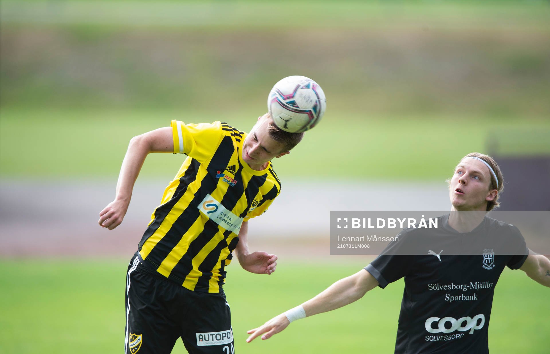 IFK Hässleholms Isak Olsson i matchen i division 2 mellan Sölvesborg och iFK Hässleholm i Sölvesborg 31 juli 2021.