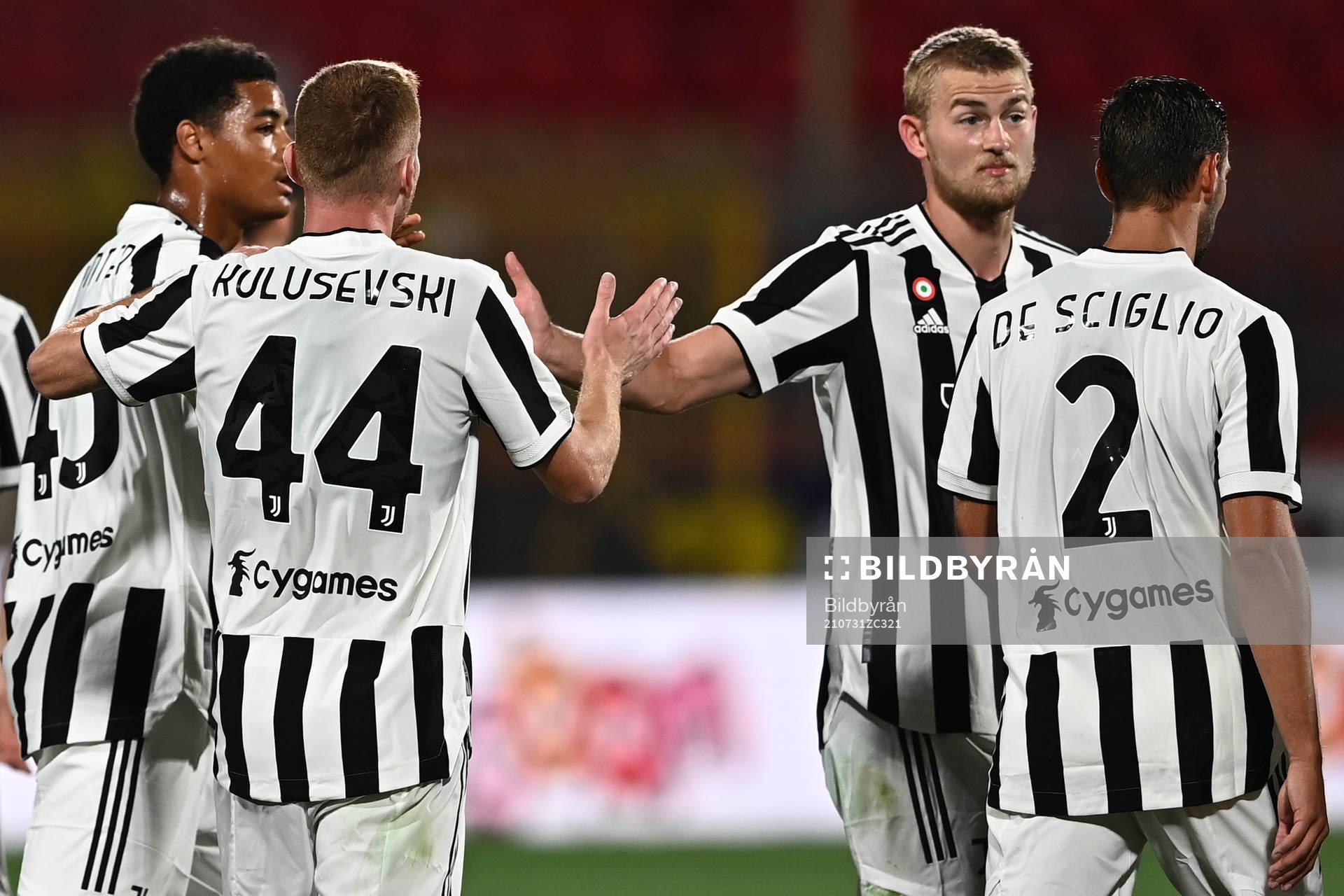 Dejan Kulusevski of Juventus celebrates after scoring 0-2 during a friendly match between Monza and Juventus on July 31, 2021 in Monza. 