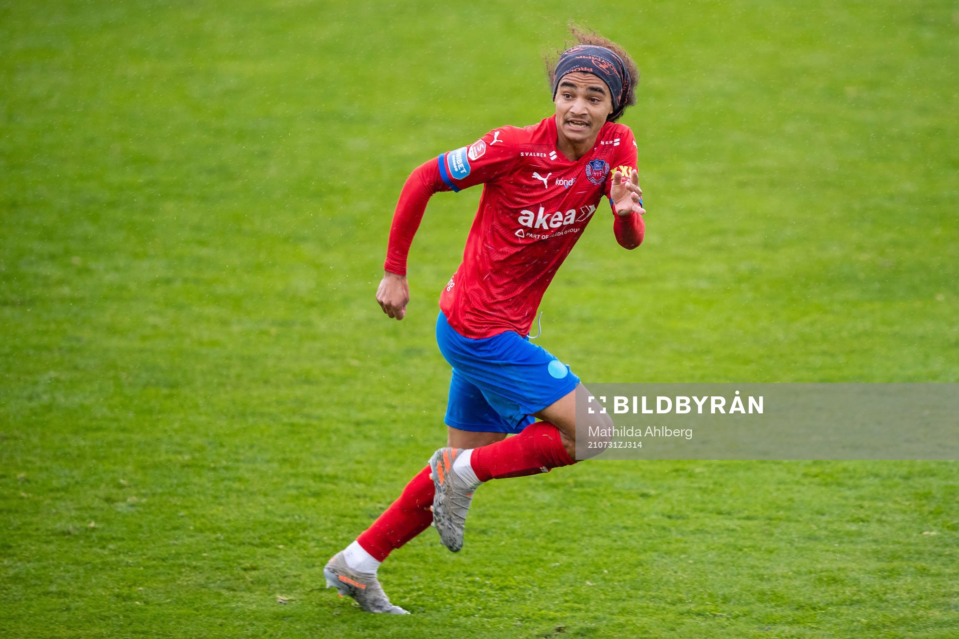 Helsingborgs Adam Kaied under fotbollsmatchen i Superettan mellan Trelleborg och Helsingborg den 31 juli 2021 i Trelleborg. 