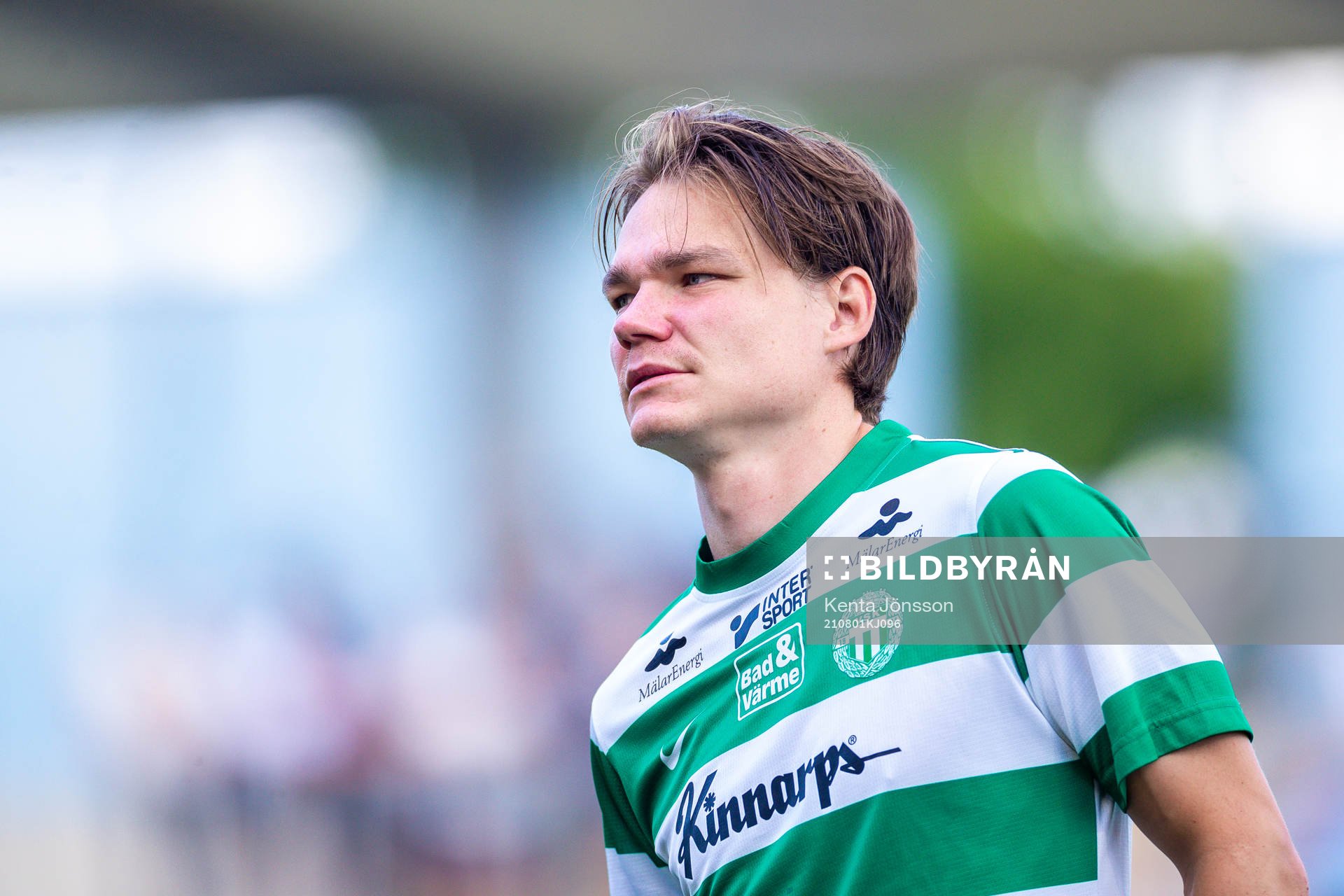 Västerås Filip Almström Tähti under lineup inför fotbollsmatchen i Superettan mellan Västerås SK och Landskrona den 1 augusti 2021 i Västerås.