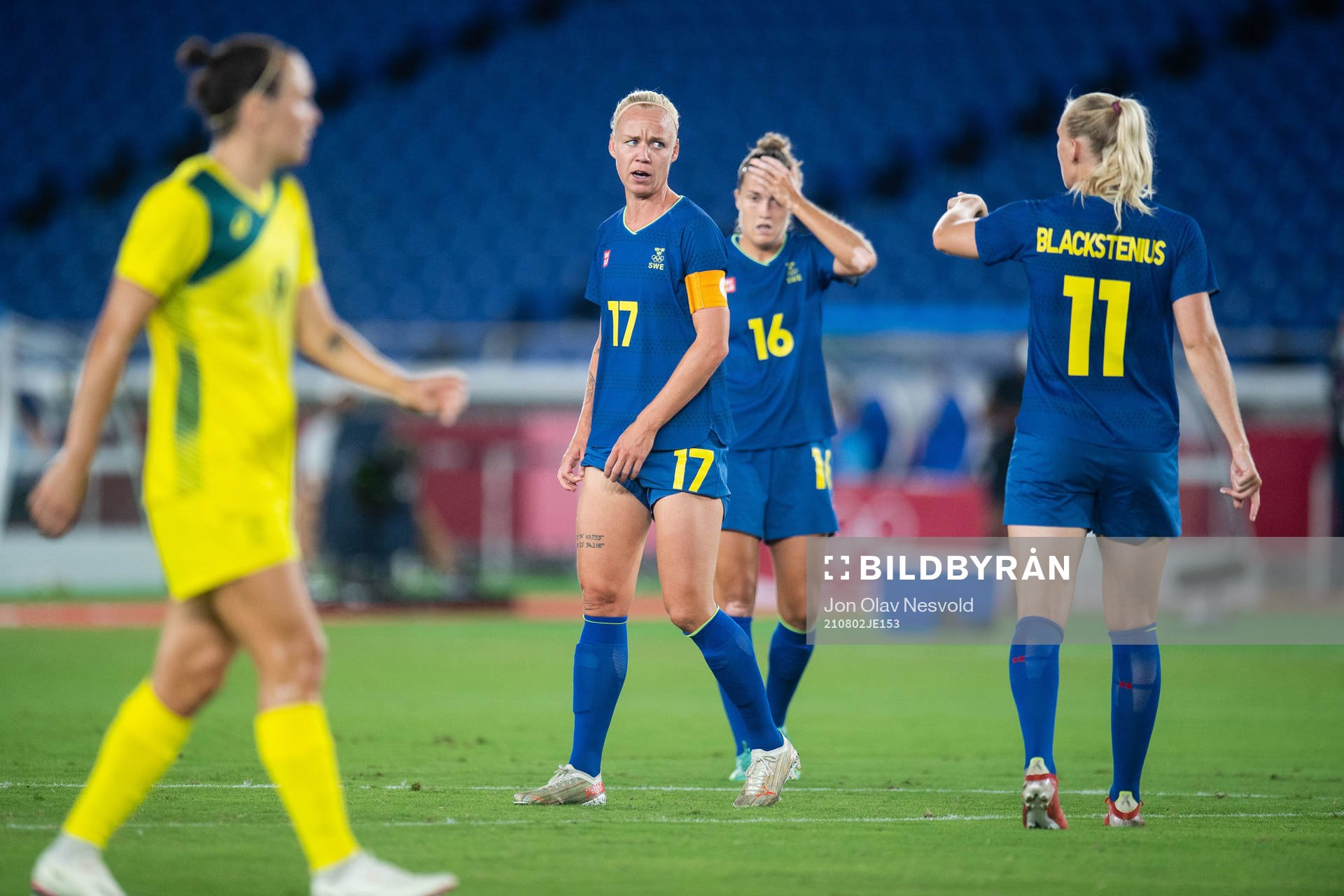 Caroline Seger, Filippa Angeldahl and Stina Blackstenius of