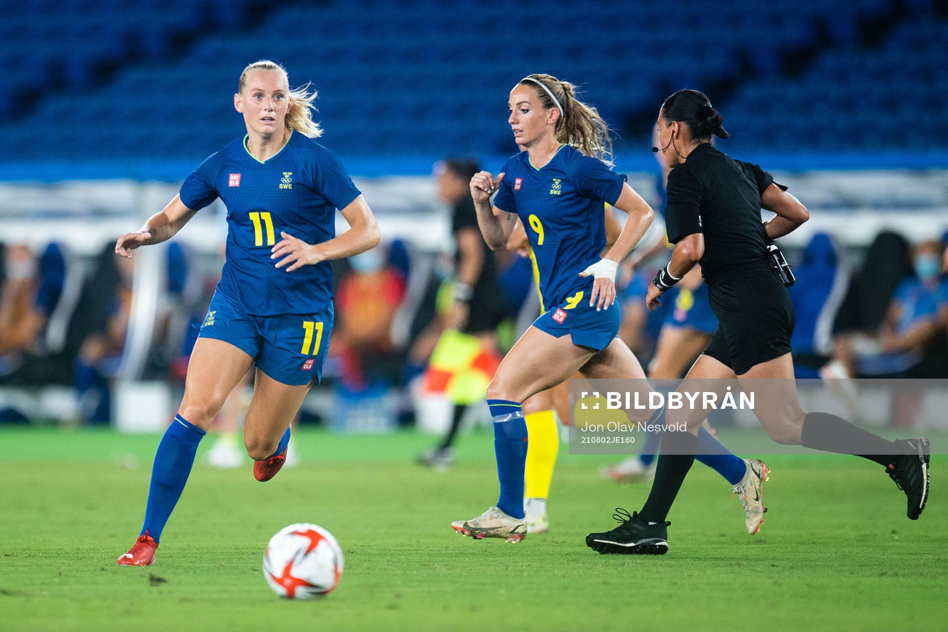 Stina Blackstenius and Kosovare Asllani of Sweden in the