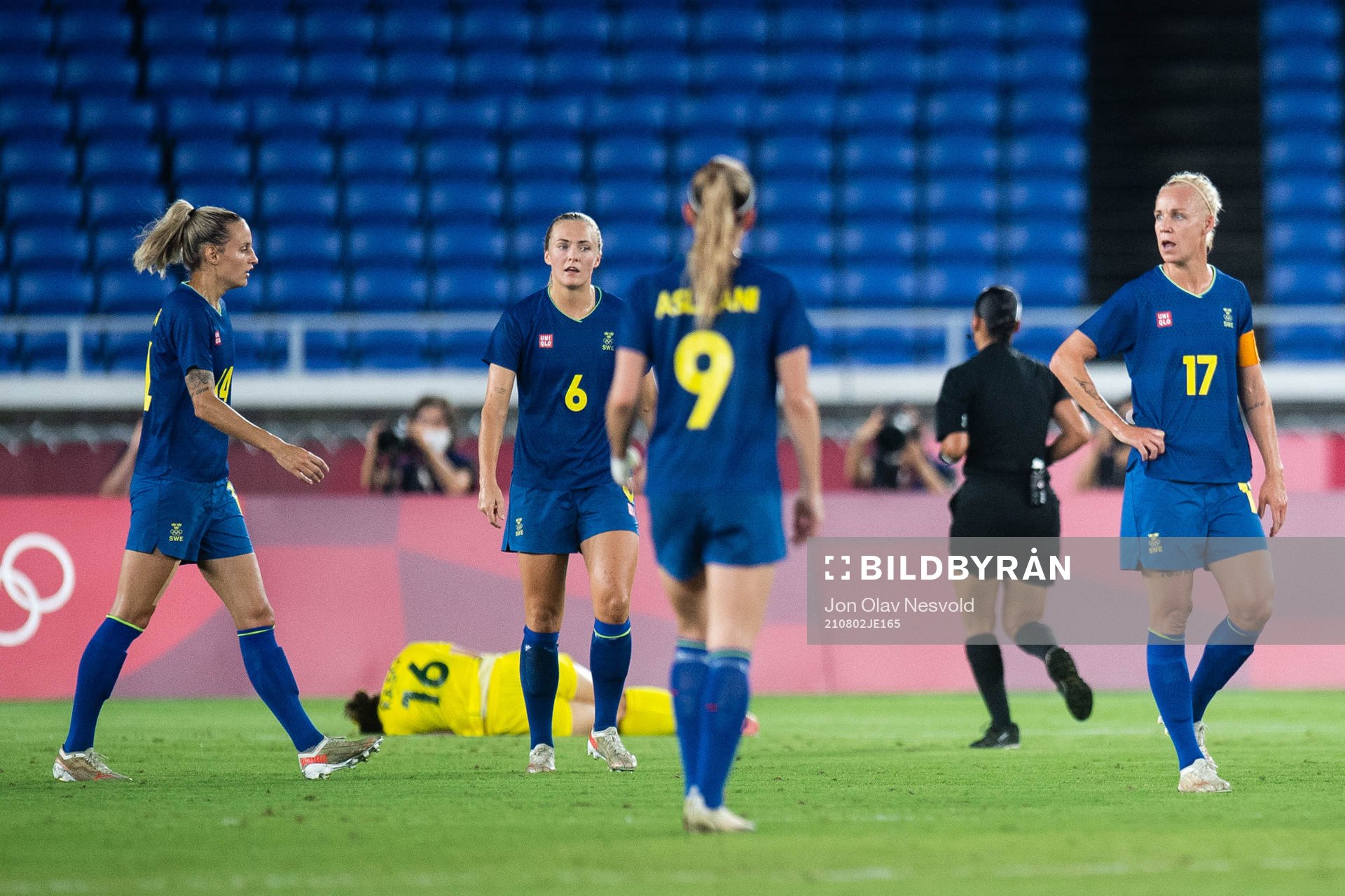 Magdalena Eriksson and Caroline Seger of Sweden and Hayley
