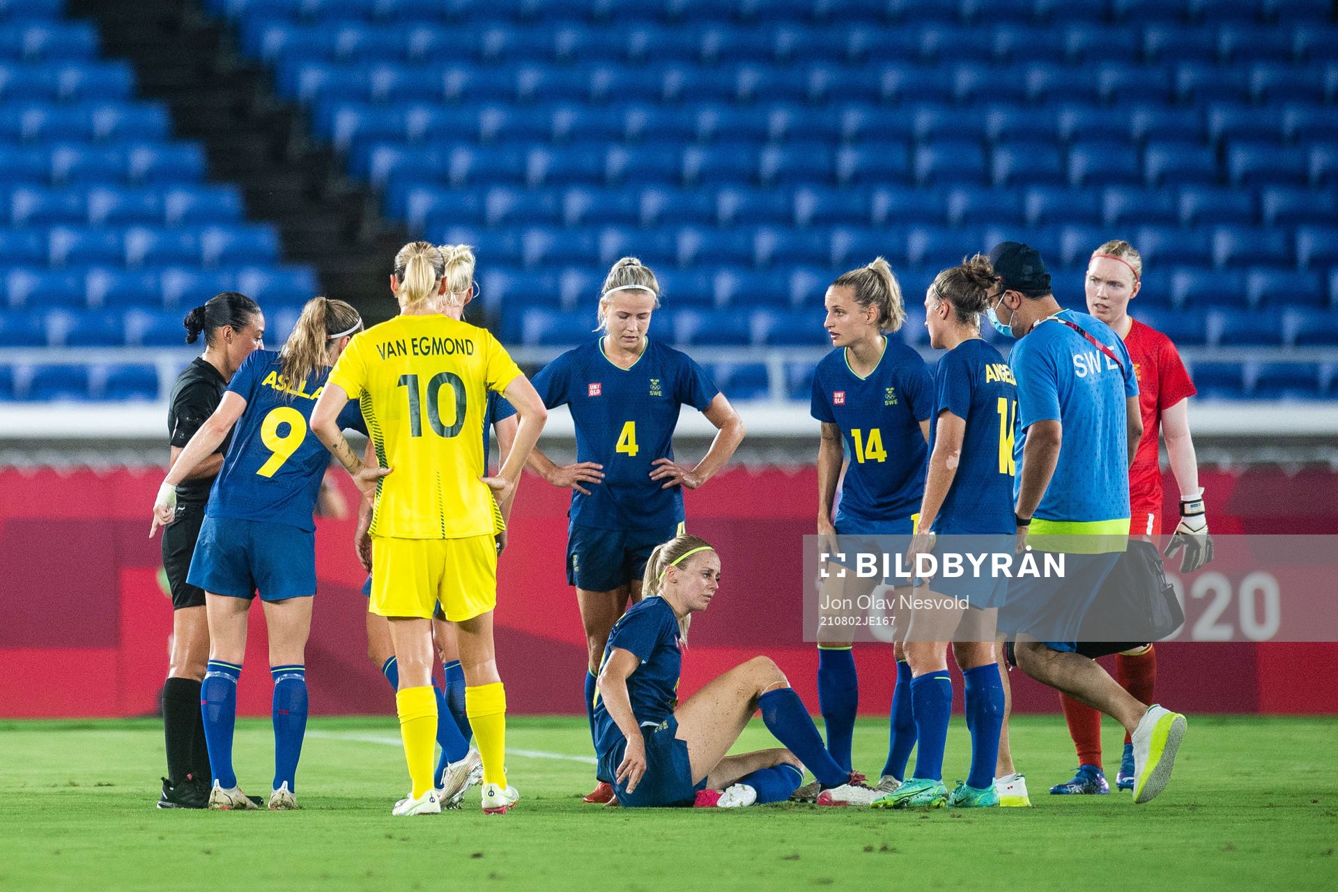 Amanda Ilestedt of Sweden in pain in the women´s football