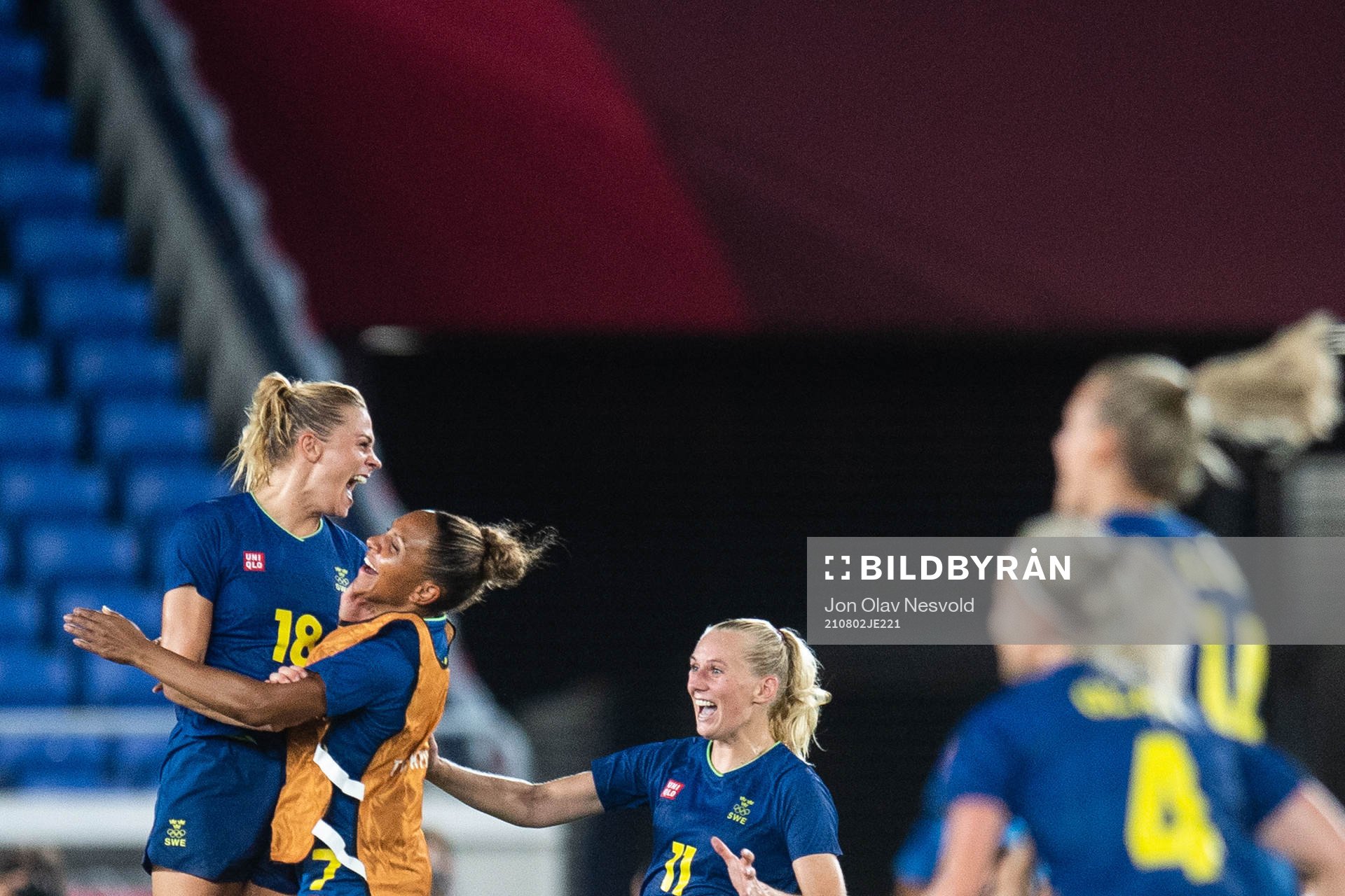 Fridolina Rolfö of Sweden celebrates winning in the