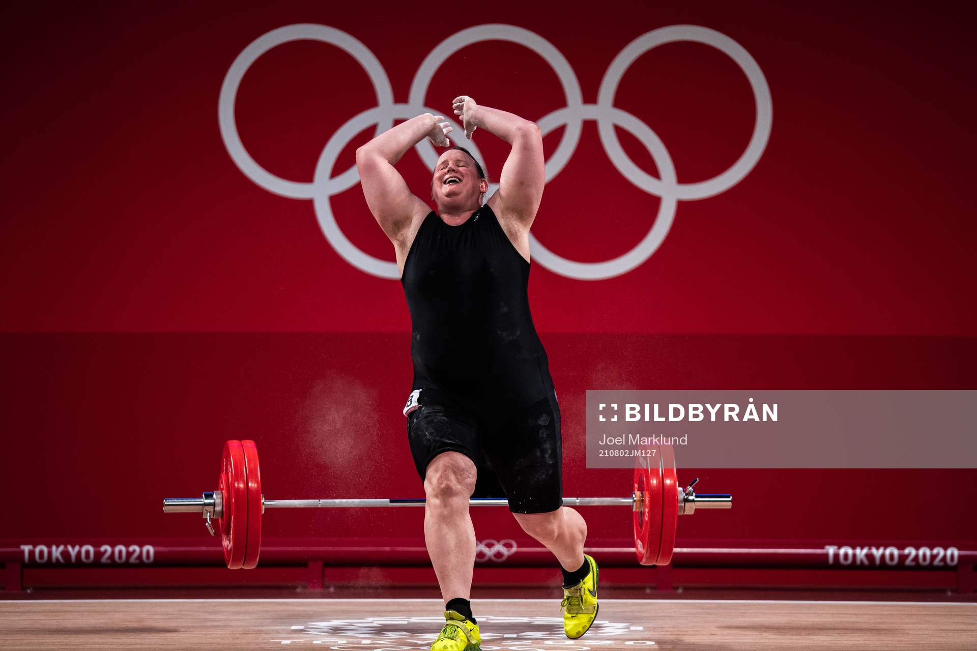 Laurel Hubbard of New Zealand competes in Women’s +87kg Group A weightlifting during day 10 of the Tokyo 2020 Olympic Games on August 2, 2021 in Tokyo. Hubbard wrote history together with Canadian football player Quinn by becoming the first openly transgender female athletes to compete at the Olympics.