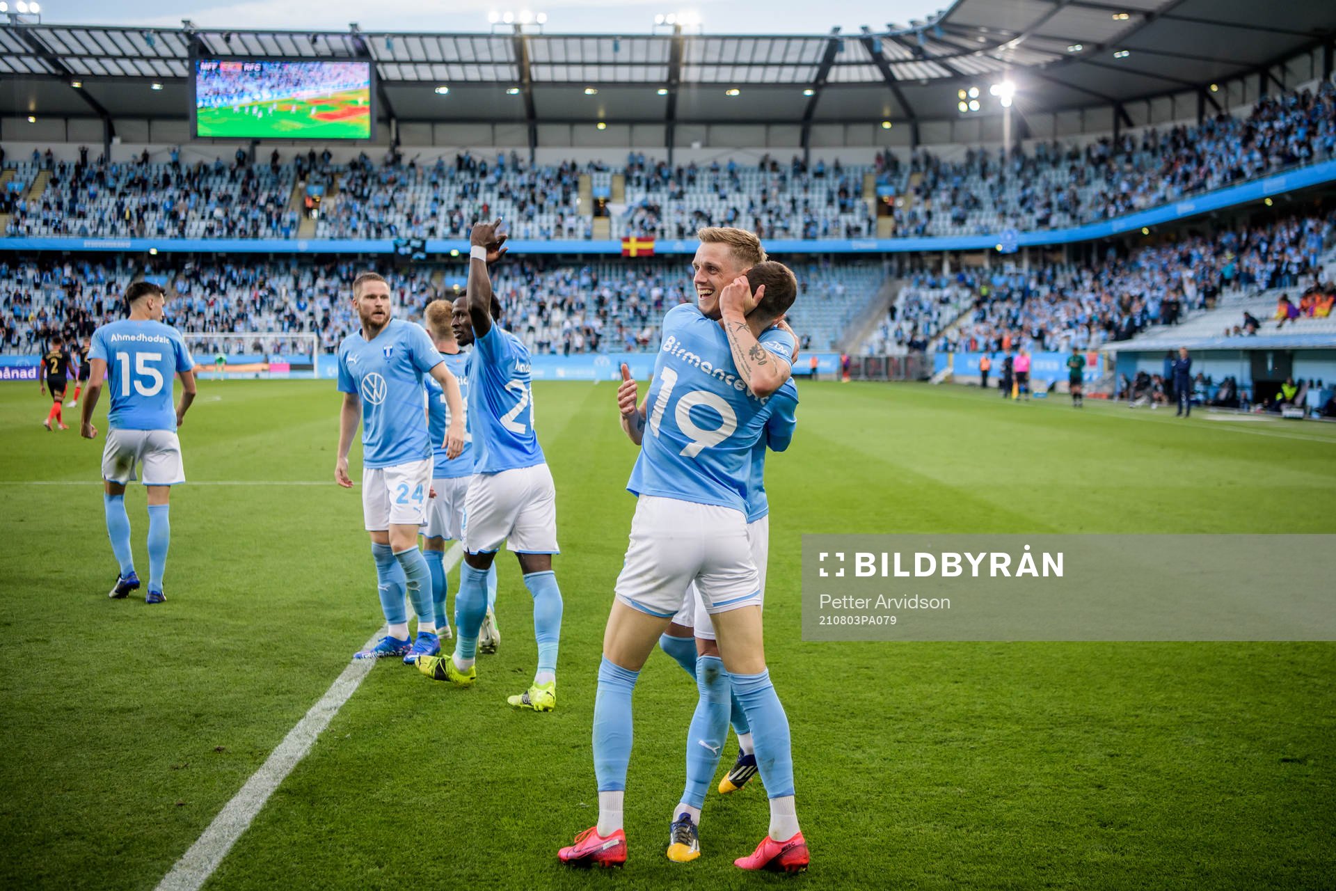 Sören Rieks and Veljko Birmancevic of Malmö FF celebrate