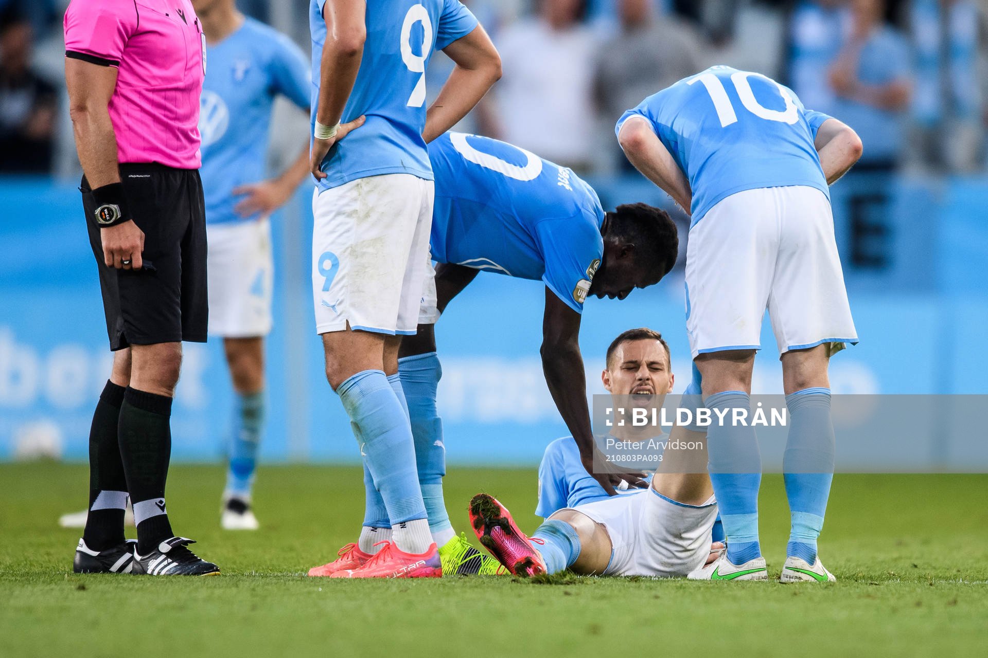 Veljko Birmancevic of Malmö FF is in pain