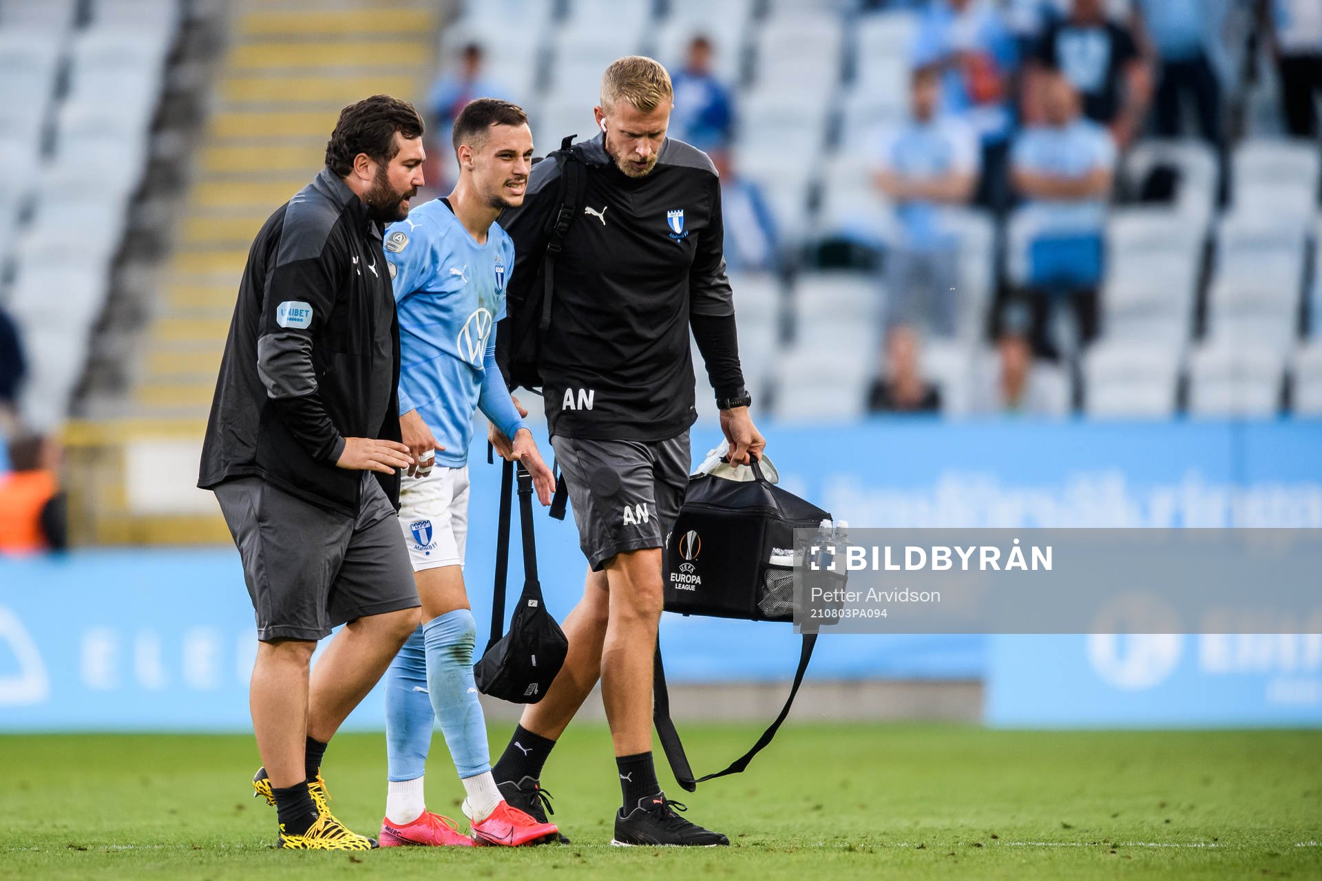 Veljko Birmancevic of Malmö FF is injured