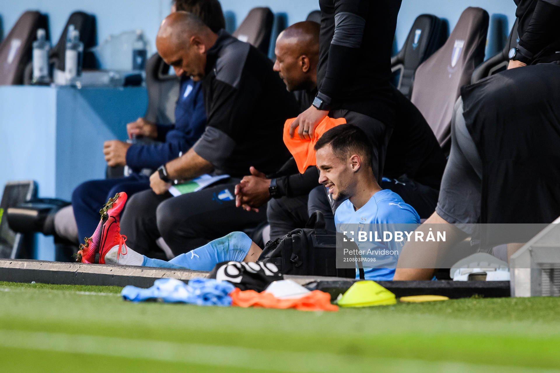 Veljko Birmancevic of Malmö FF is injured