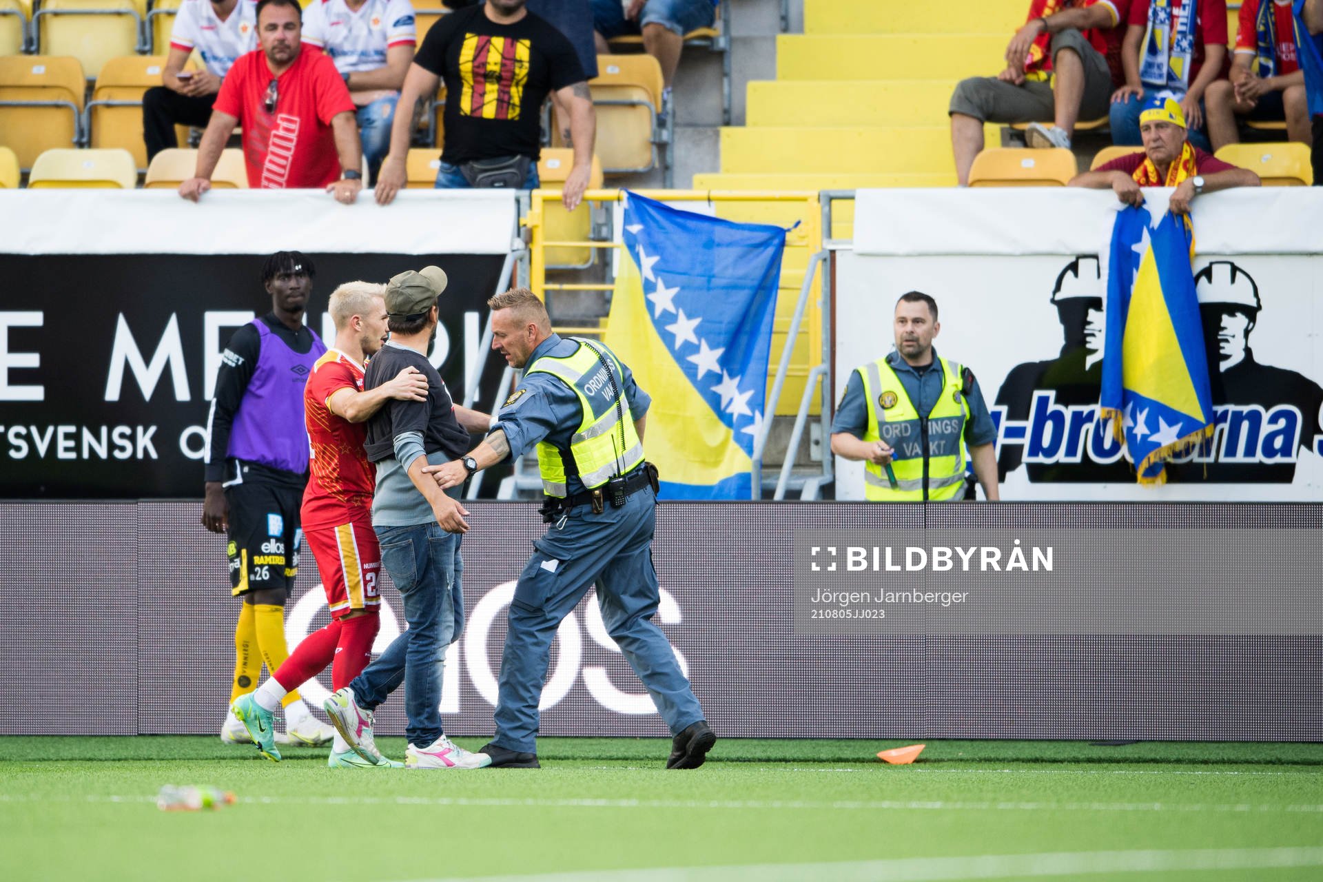 Supporter of Velez Mostar enter the field