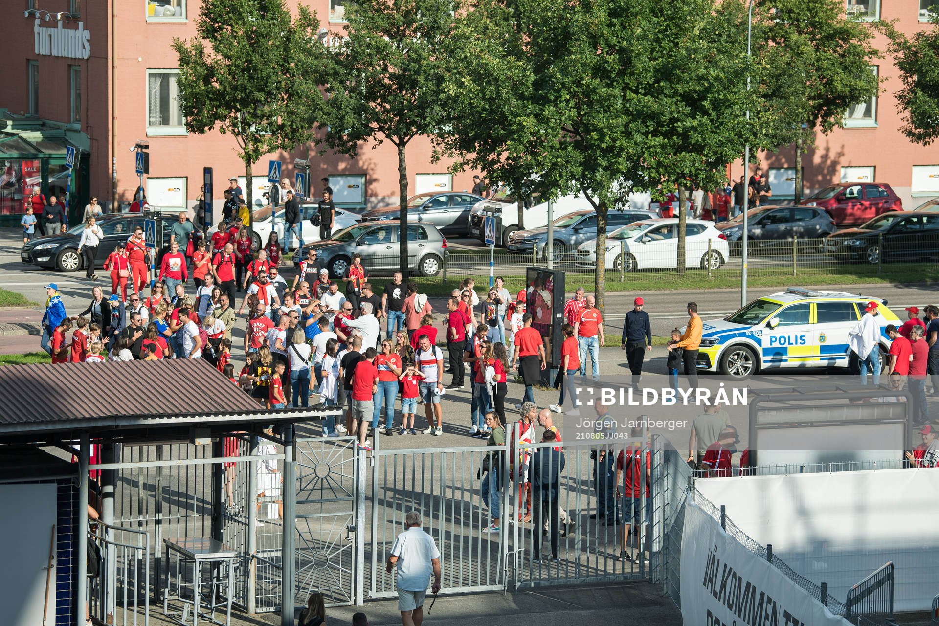 Spectators outside the arena
