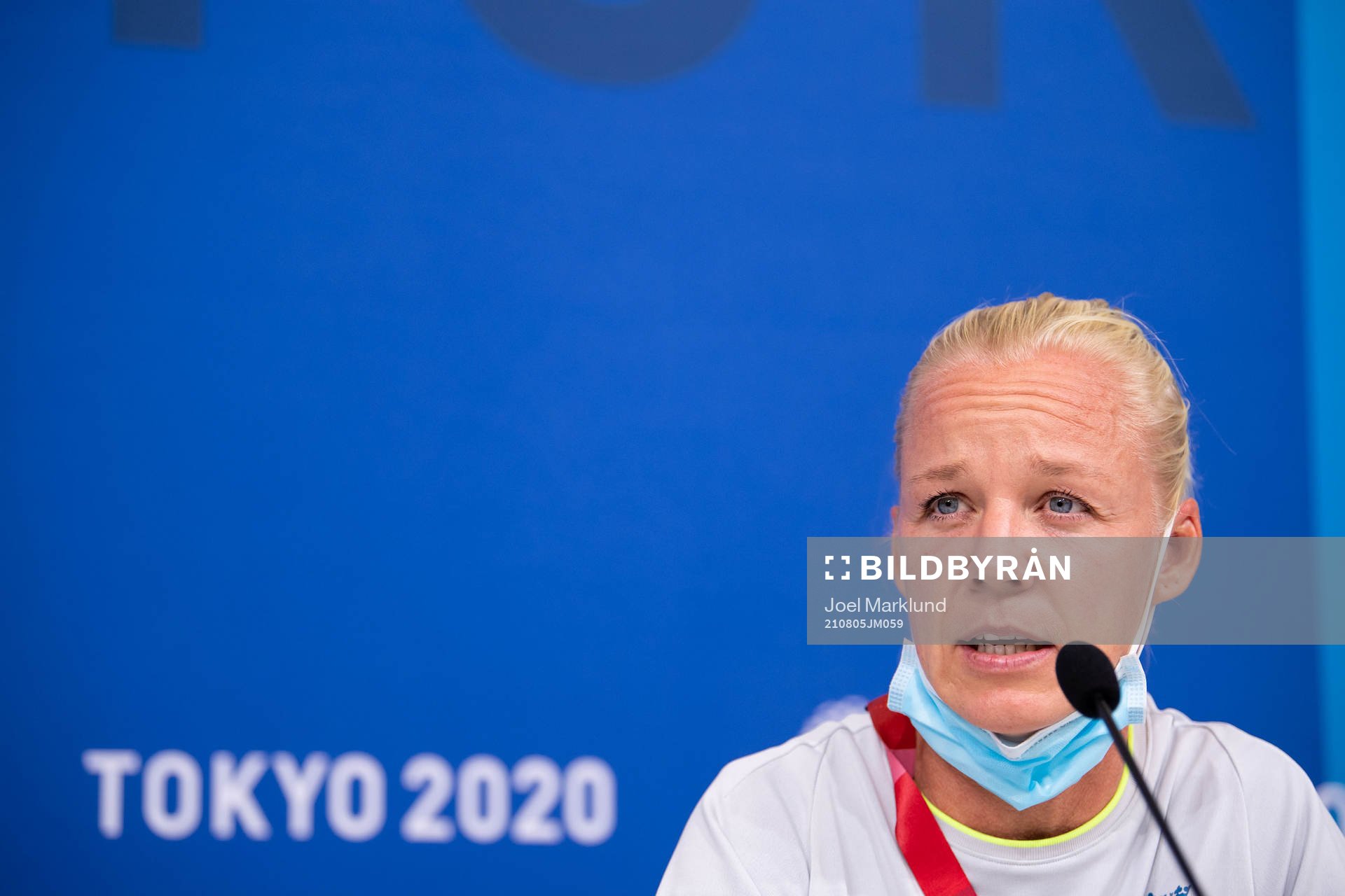 Caroline Seger of the Swedish national women's football team at a press conference during day 13 of the Tokyo 2020 Olympic Games on August 5, 2021 in Tokyo.