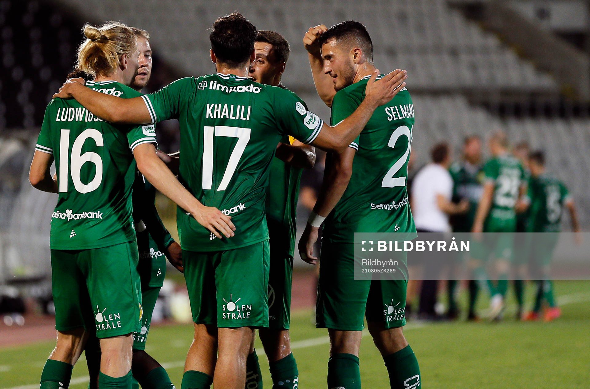 Gustav Ludwigson celebrates scoring a goal with teammates