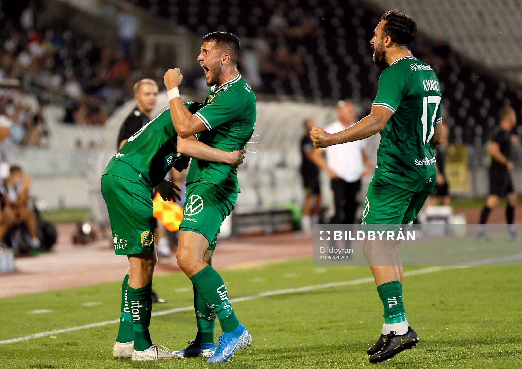 Gustav Ludwigson of Hammarby celebrates scoring a goal with