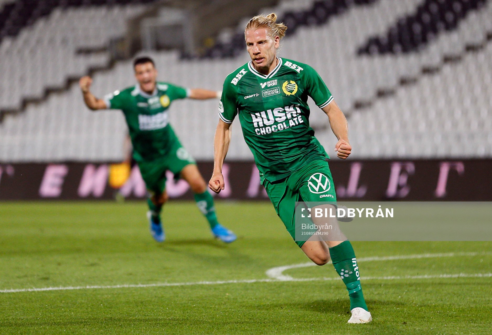 Gustav Ludwigson of Hammarby celebrates scoring a goal