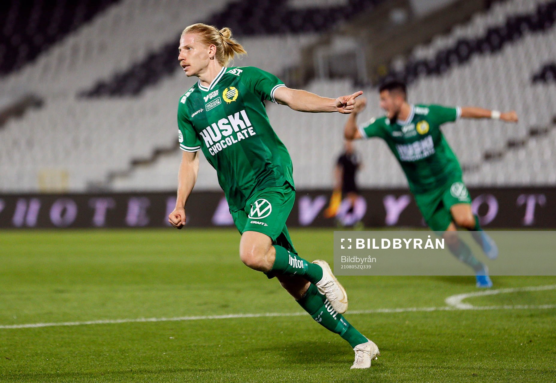 Gustav Ludwigson of Hammarby celebrates scoring a goal