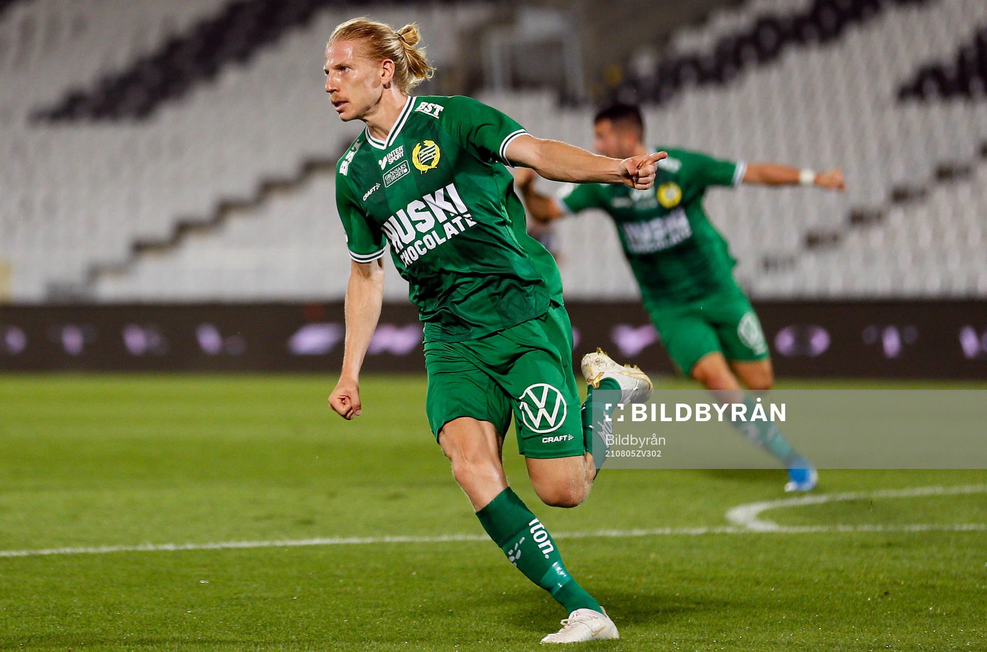 Gustav Ludwigson of Hammarby celebrates scoring a goal