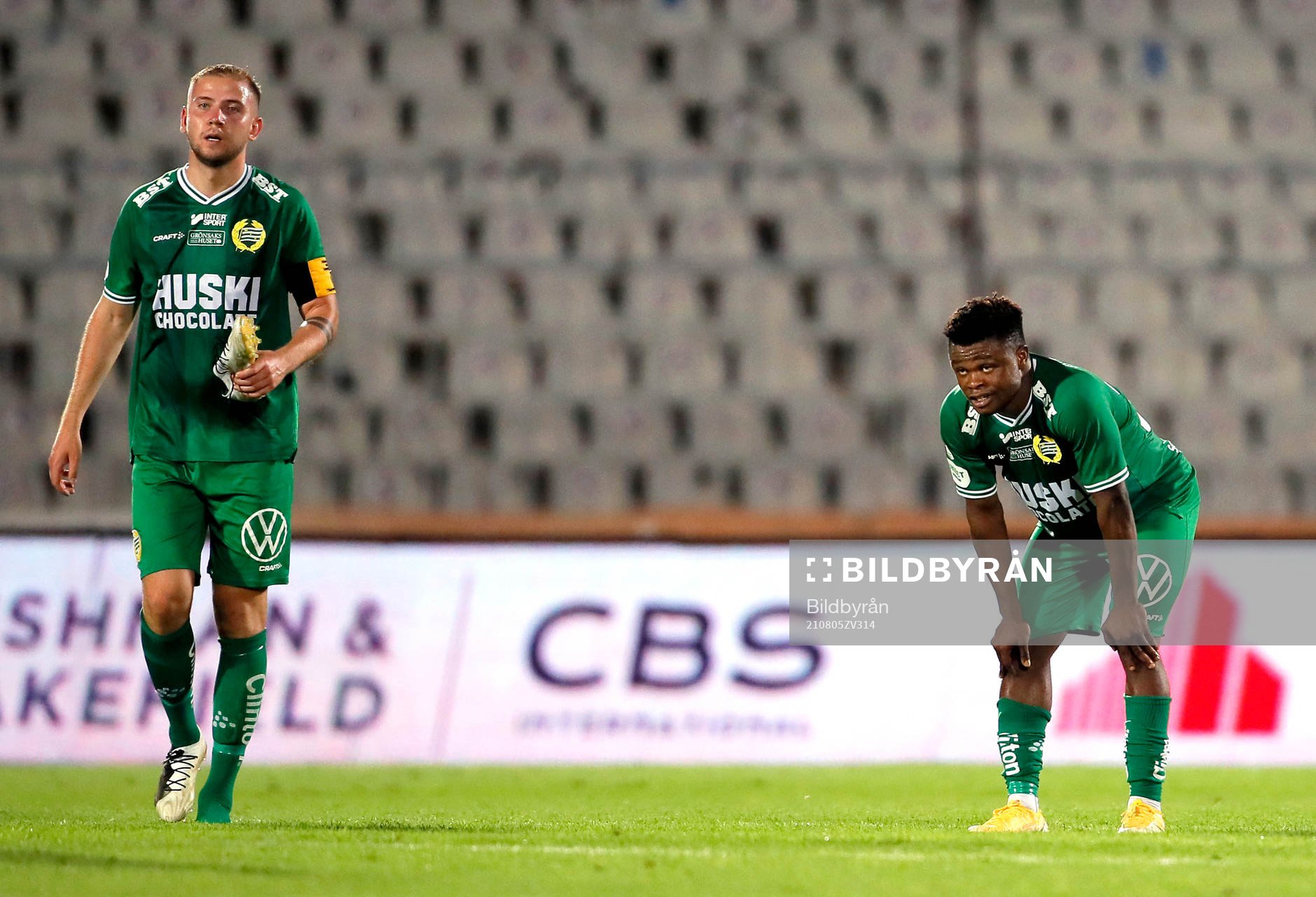 Darijan Bojancic and Akinkunmi Amoo of Hammarby looking