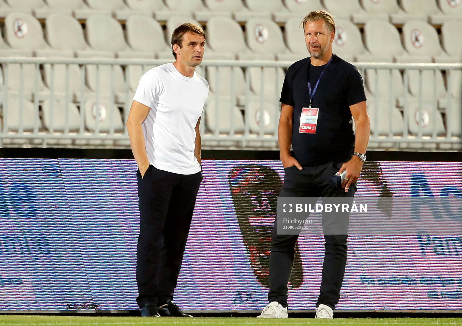 Hammarbys head coach Milos Milojevic and Jesper Jansson