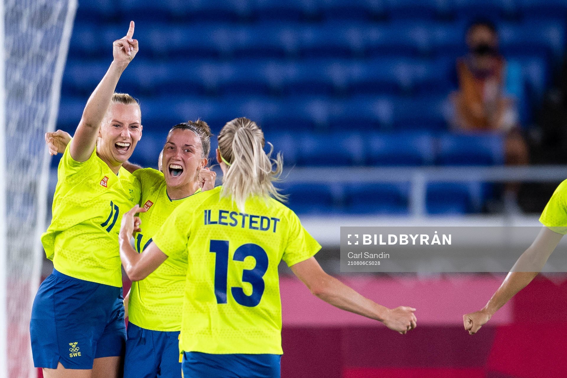 Stina Blackstenius of Sweden celebrates scoring 1-0 in the