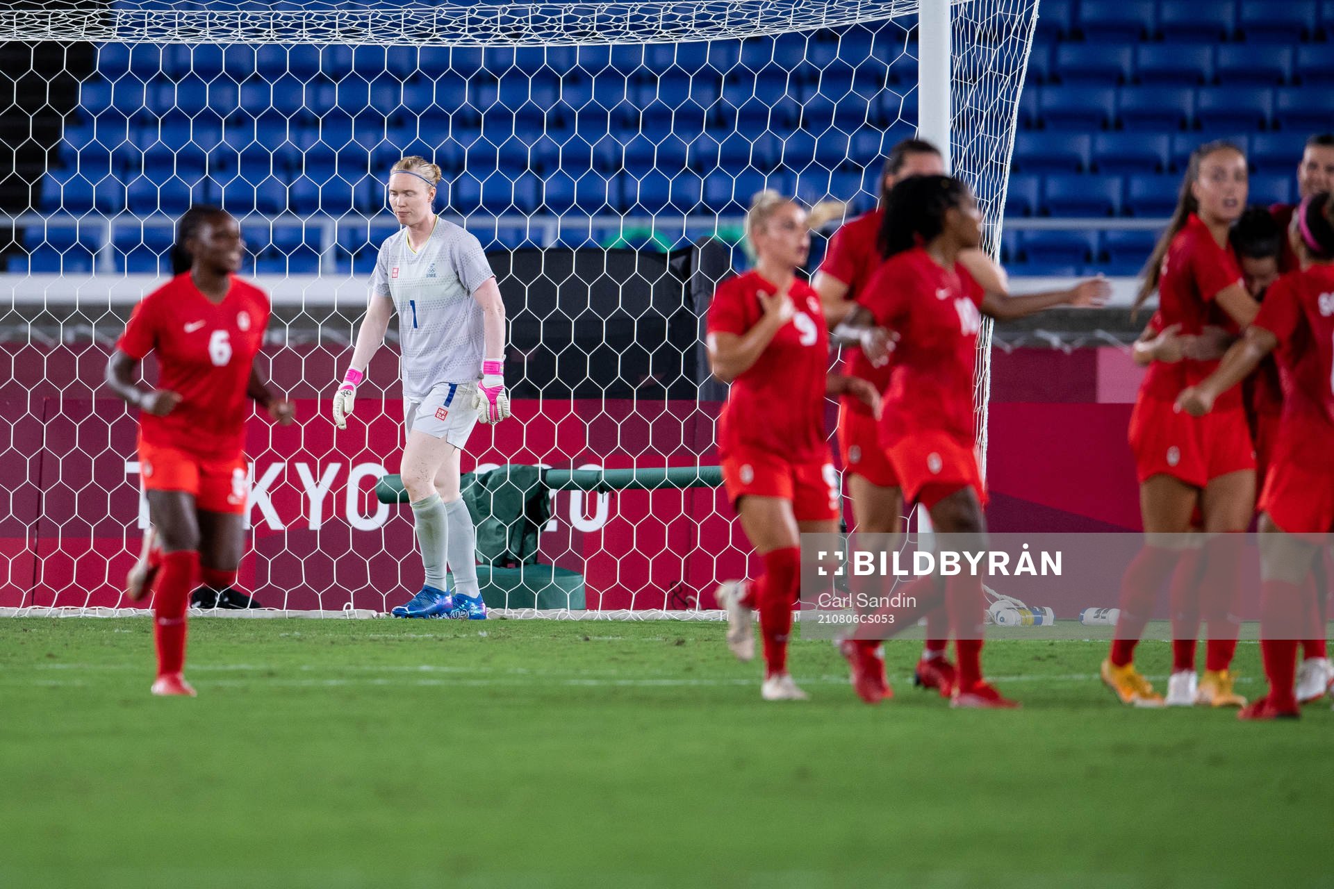 goalkeeper Hedvig Lindahl of Sweden looks dejected