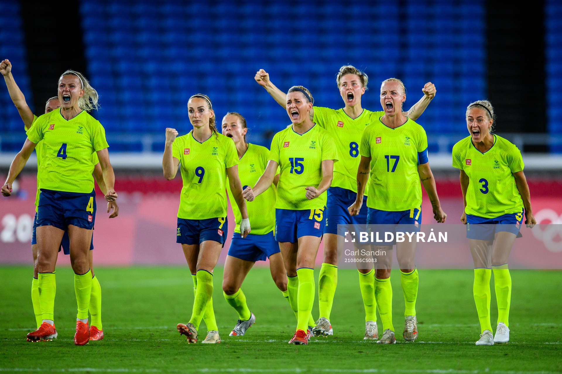 Players of Sweden celebrate