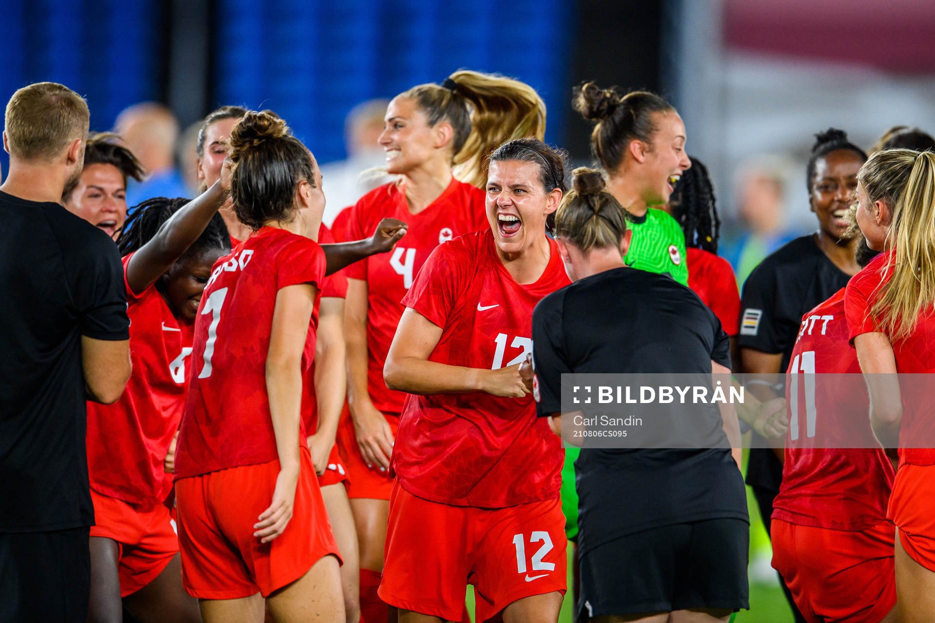Christine Sinclair of Canada celebrates