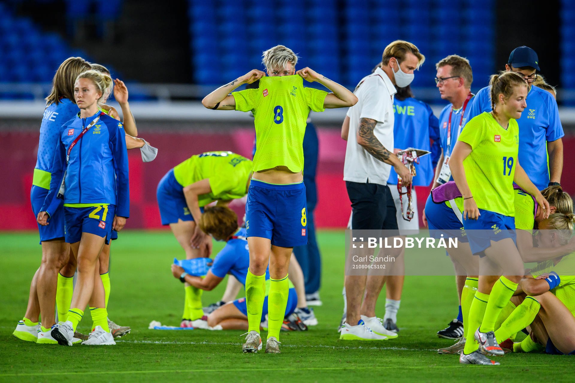 Lina Hurtig of Sweden looks dejected