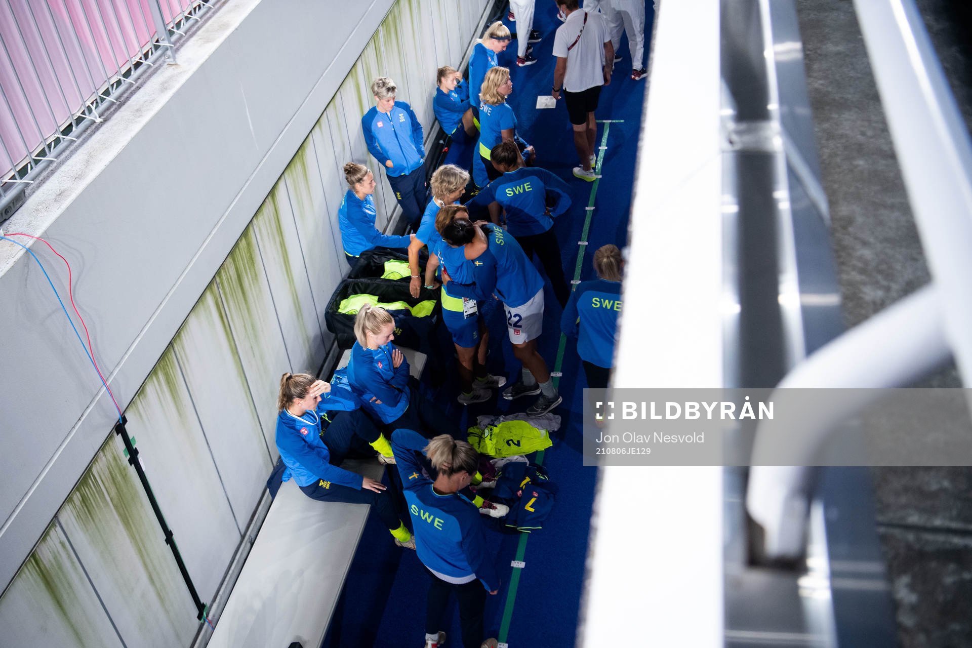 Players of Sweden waits the medal ceremony