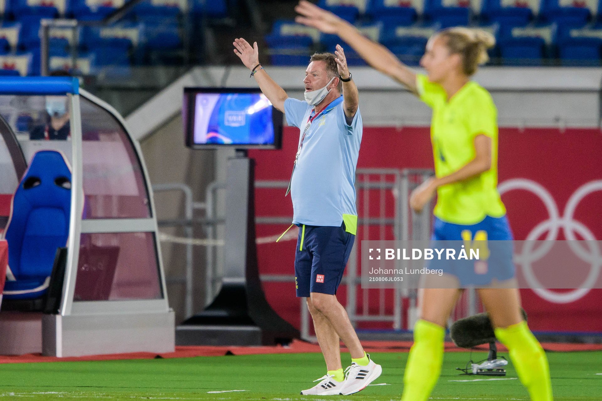 Peter Gerhardsson, head coach of Sweden, reacts in the