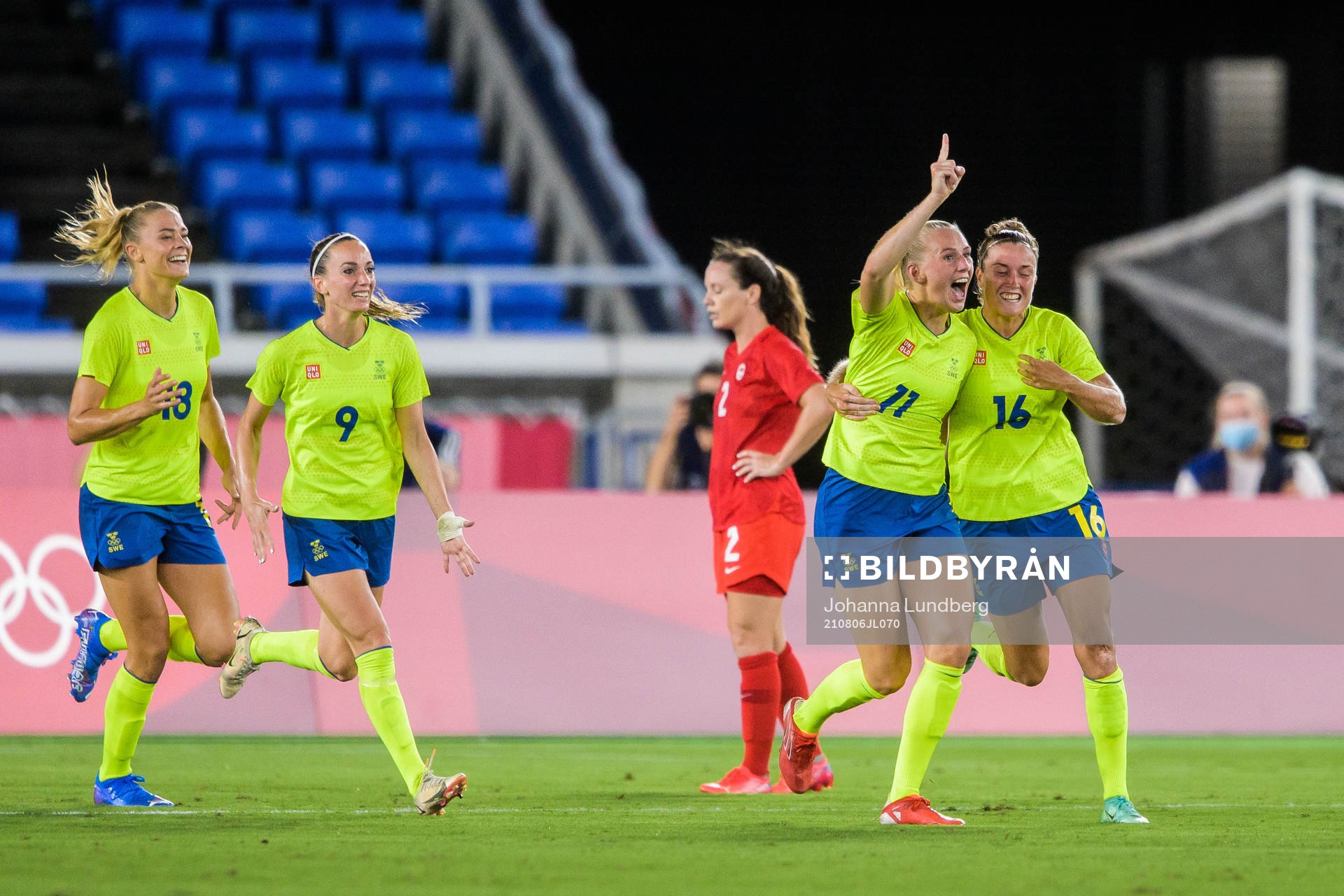 Stina Blackstenius of Sweden celebrates together with