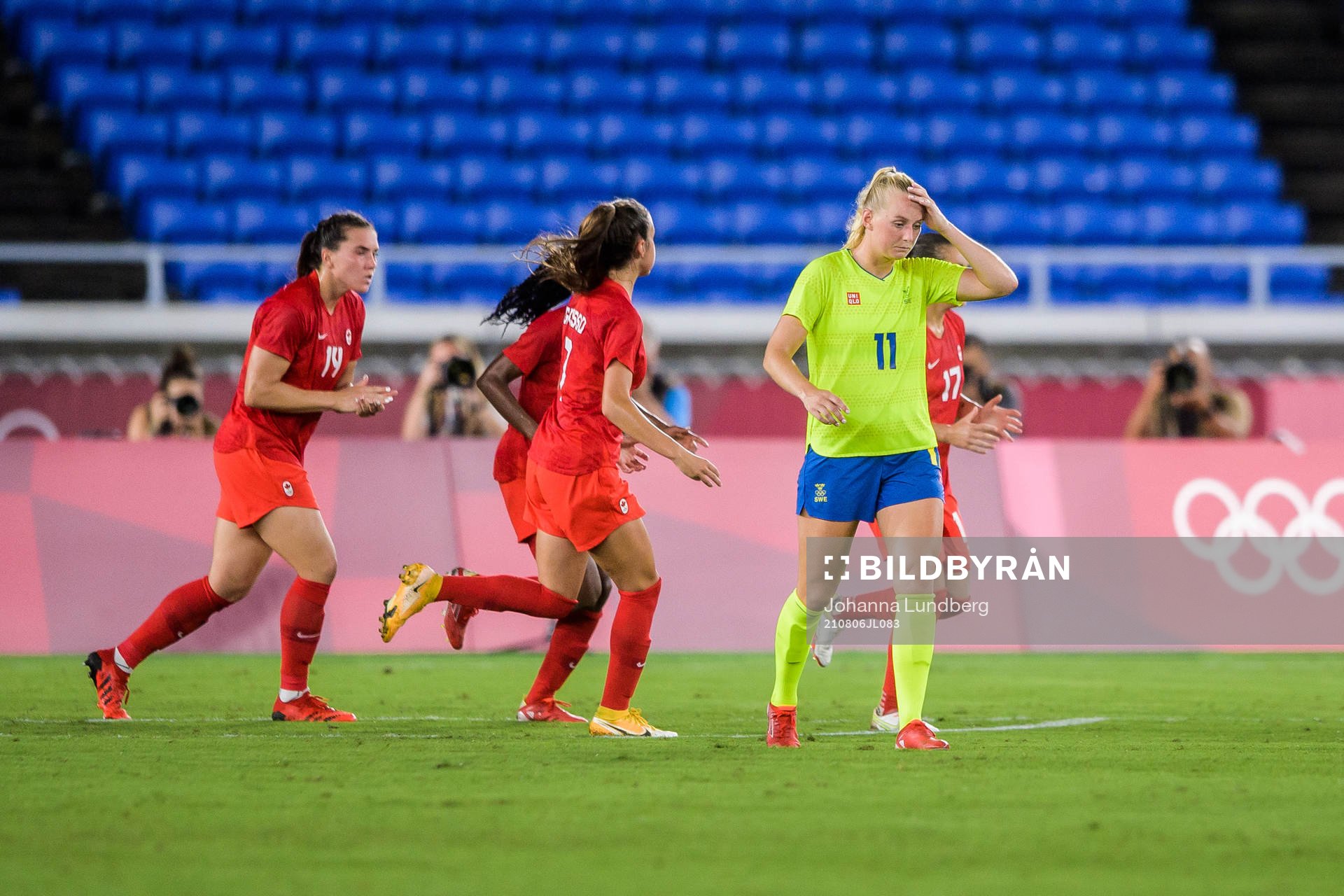 Stina Blackstenius  of Sweden looks dejected in the
