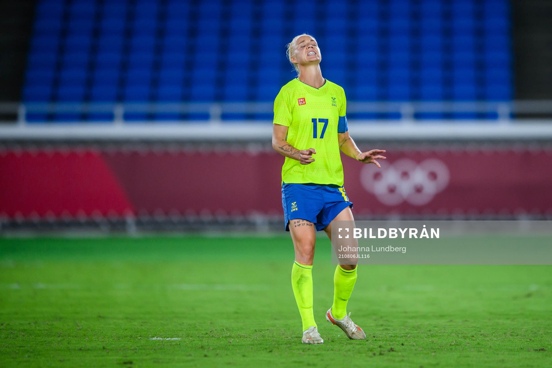 Caroline Seger of Sweden looks dejected