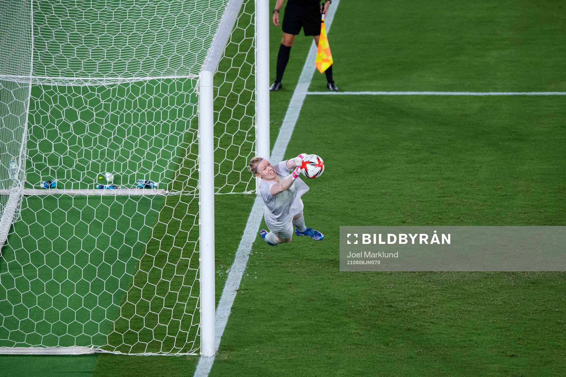 Goalkeeper Hedvig Lindahl of Sweden saves penalty  in the