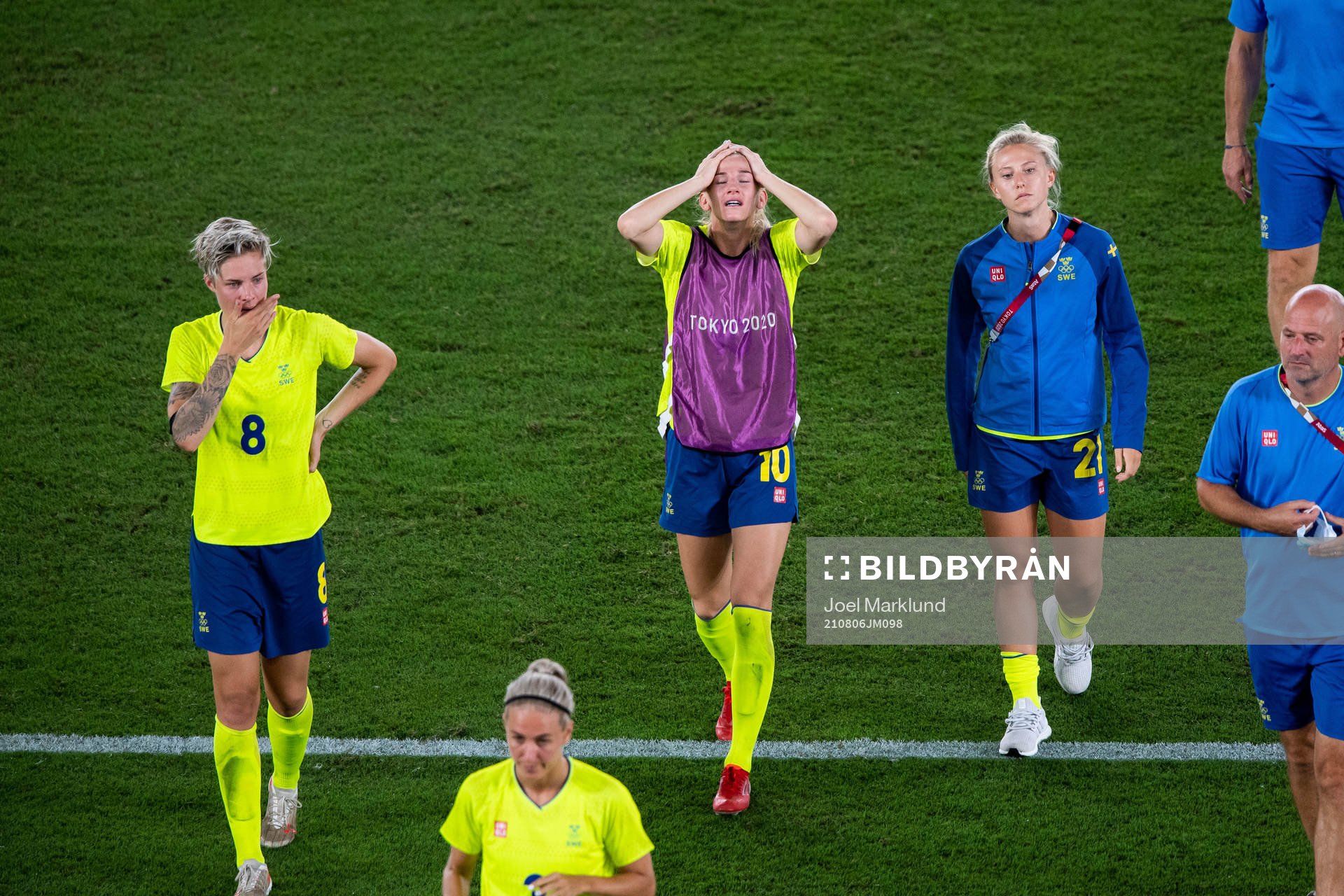 Lina Hurtig and Sofia Jakobsson of Sweden looks dejected