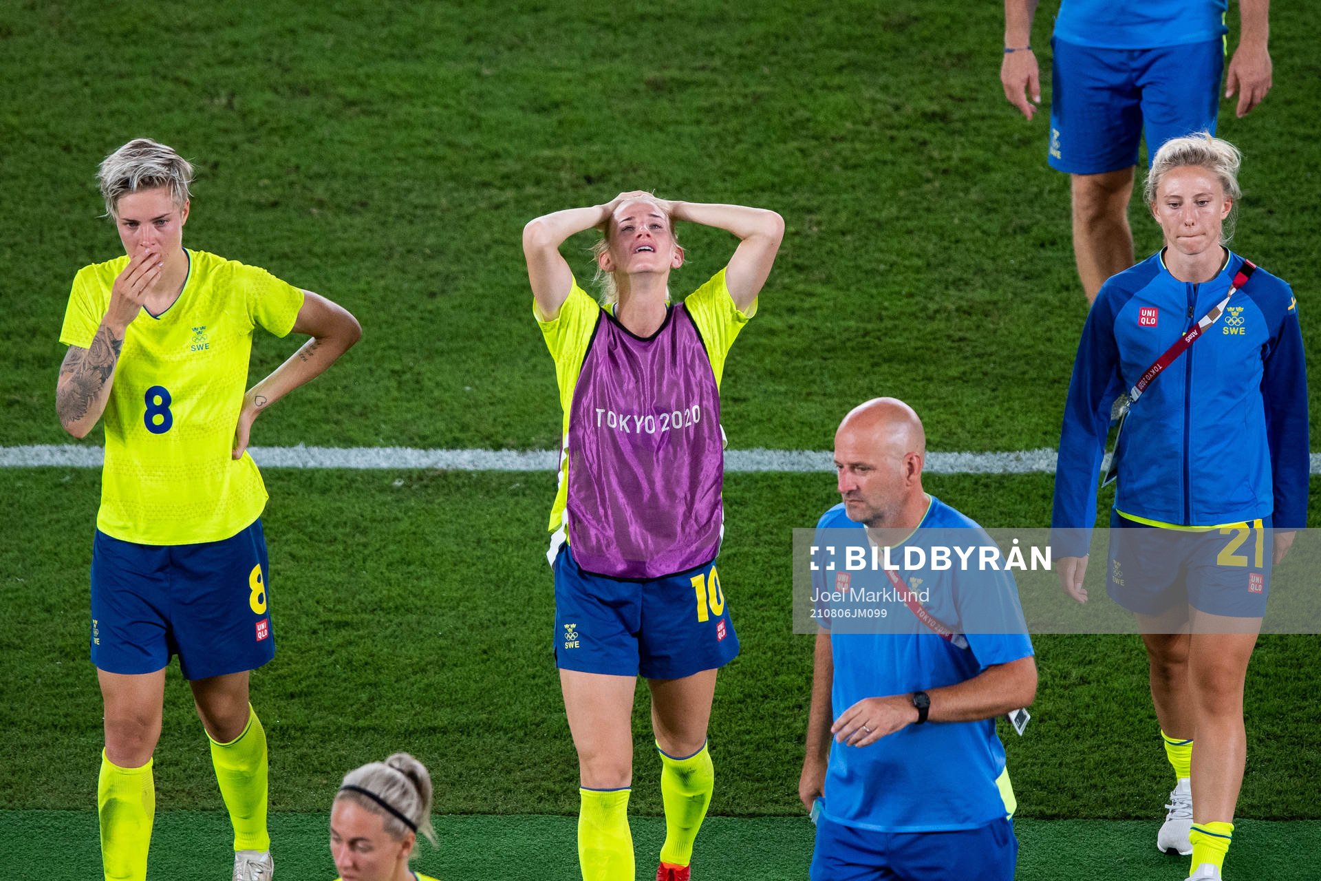 Lina Hurtig and Sofia Jakobsson of Sweden looks dejected